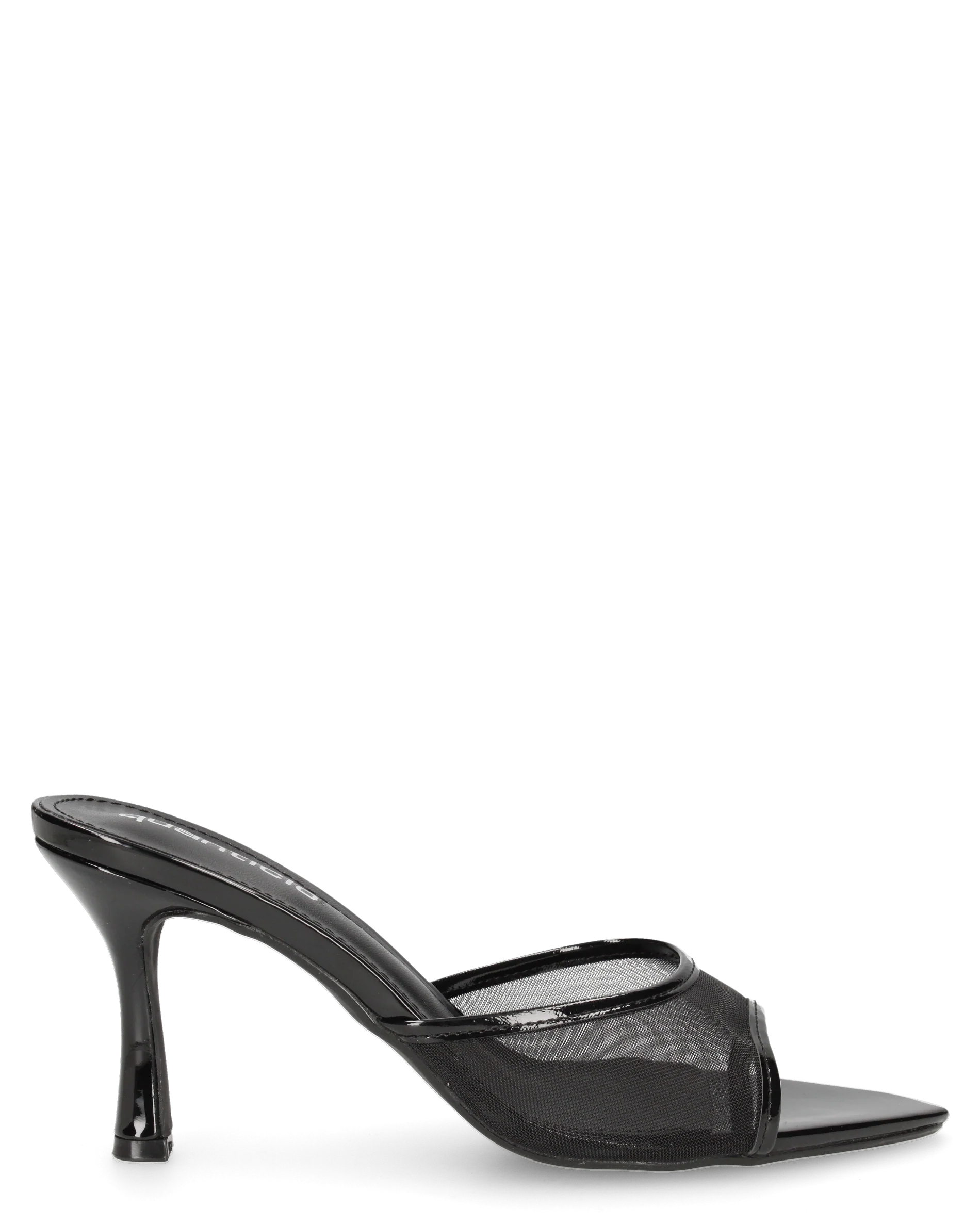 ALICJA - sabot neri in mesh e vernice con tacco alto a stiletto