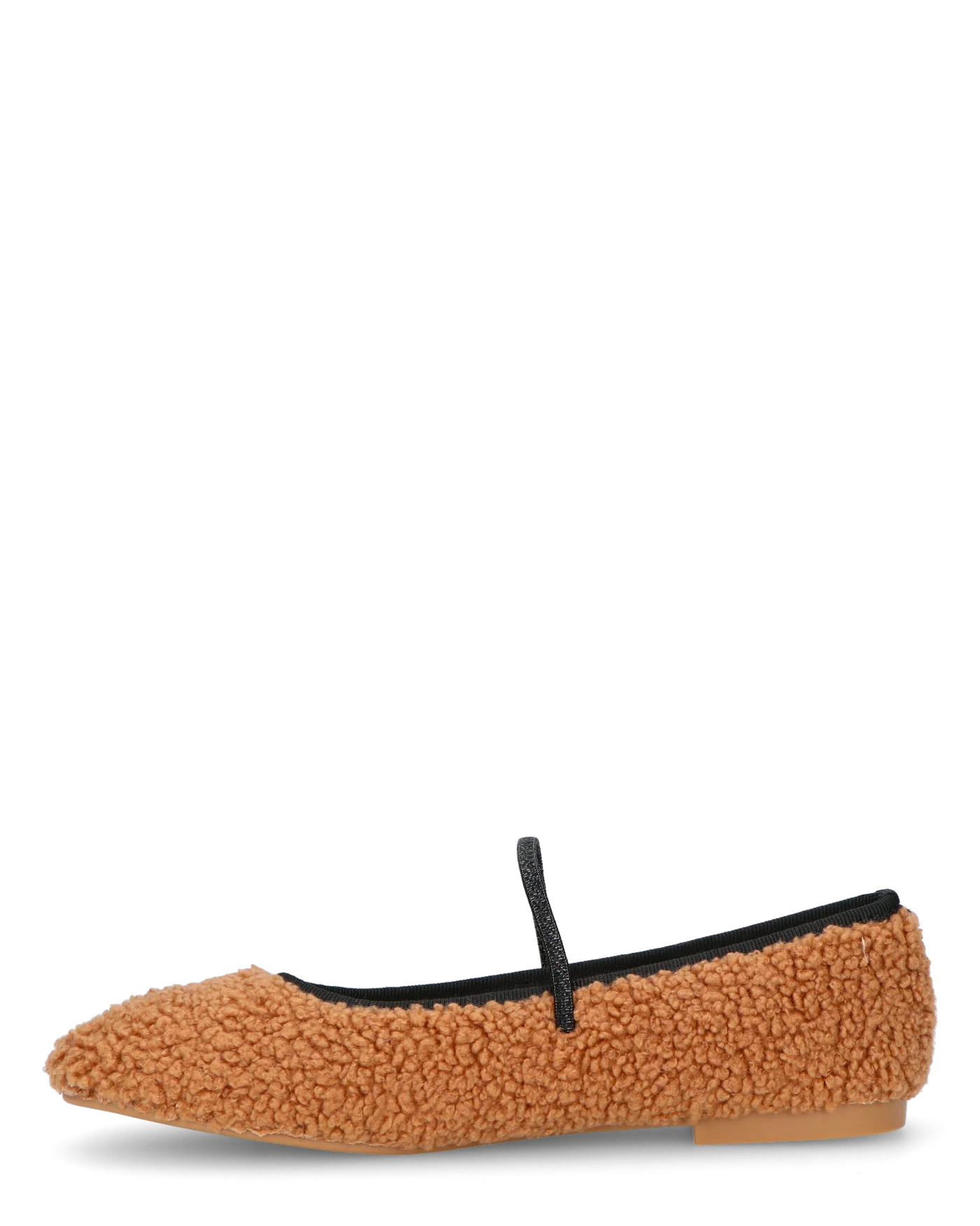 ALISSA - ballerine marrone effetto peluche con suola beige - Image 3