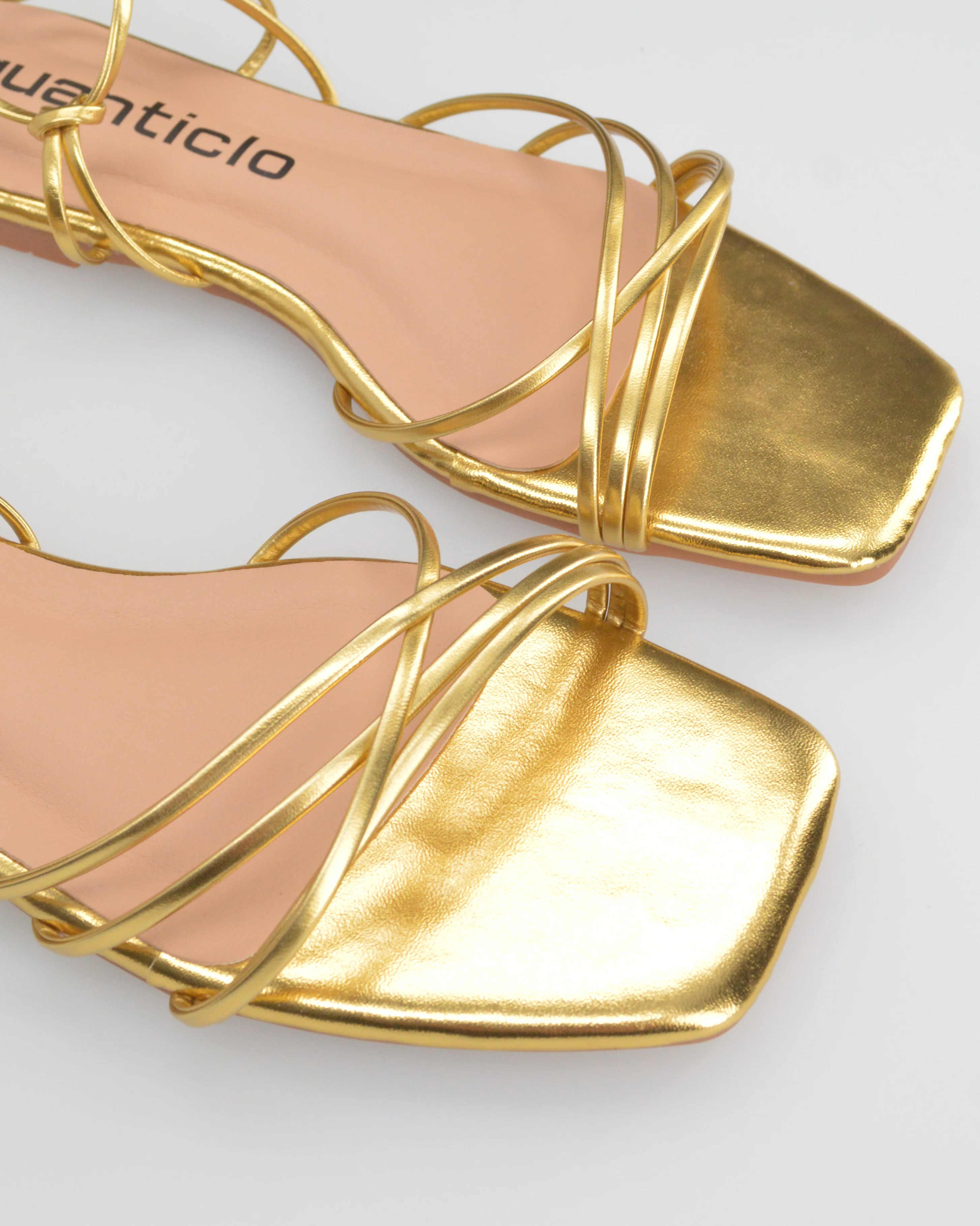 AMBRA - sandali flat lace-up dorati con soletta morbida - Image 3