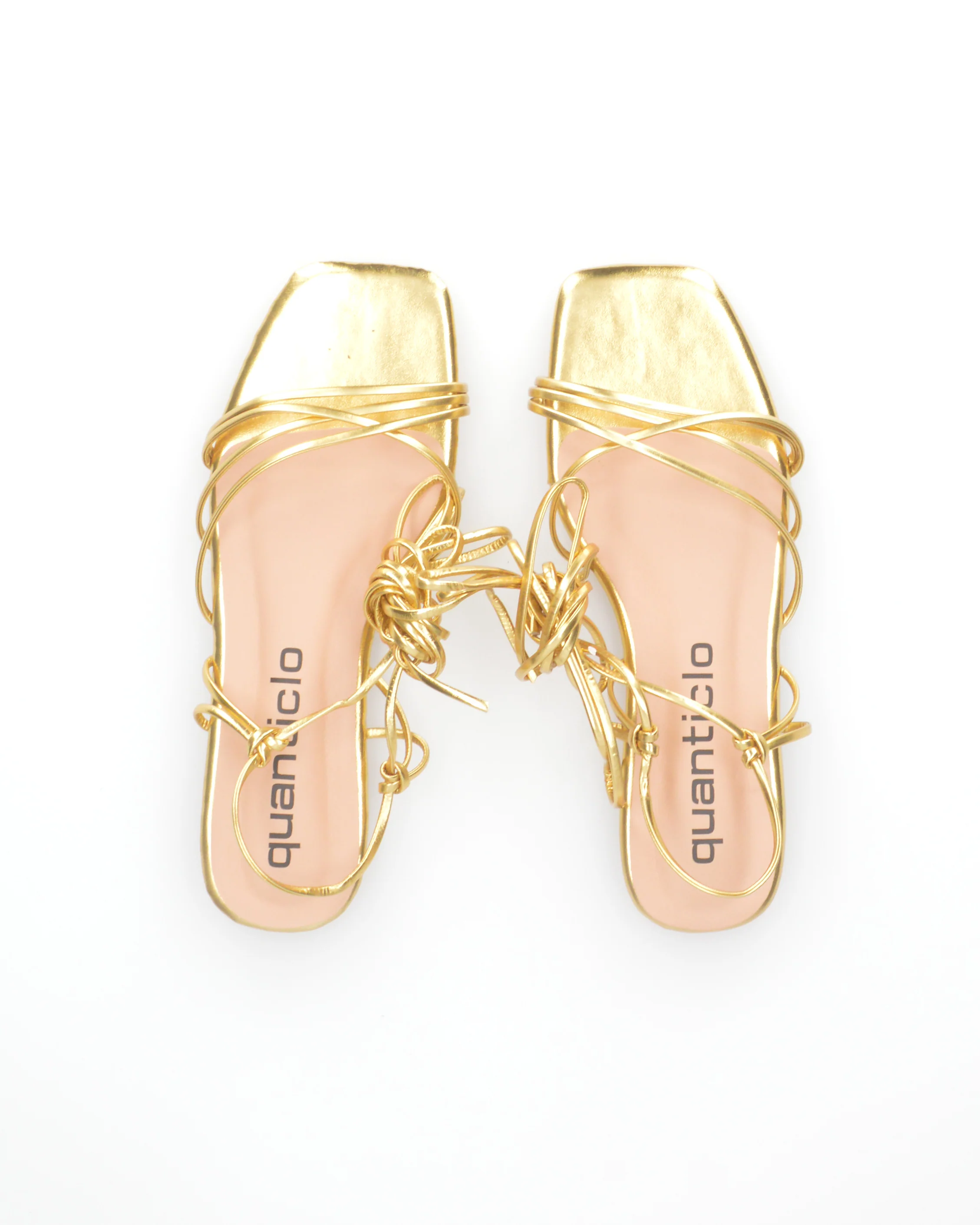AMBRA - sandali flat lace-up dorati con soletta morbida - Image 4