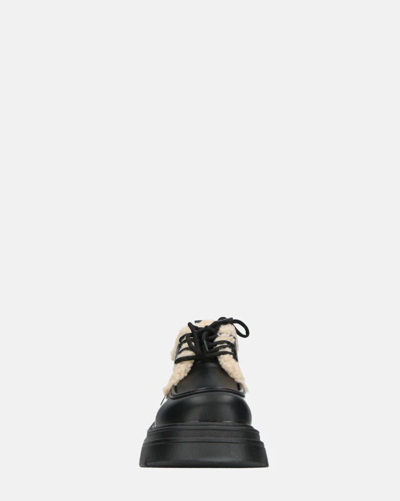 ASHLEY - scarpe basse mocassini platform nere con inserto in pelliccia - Image 7