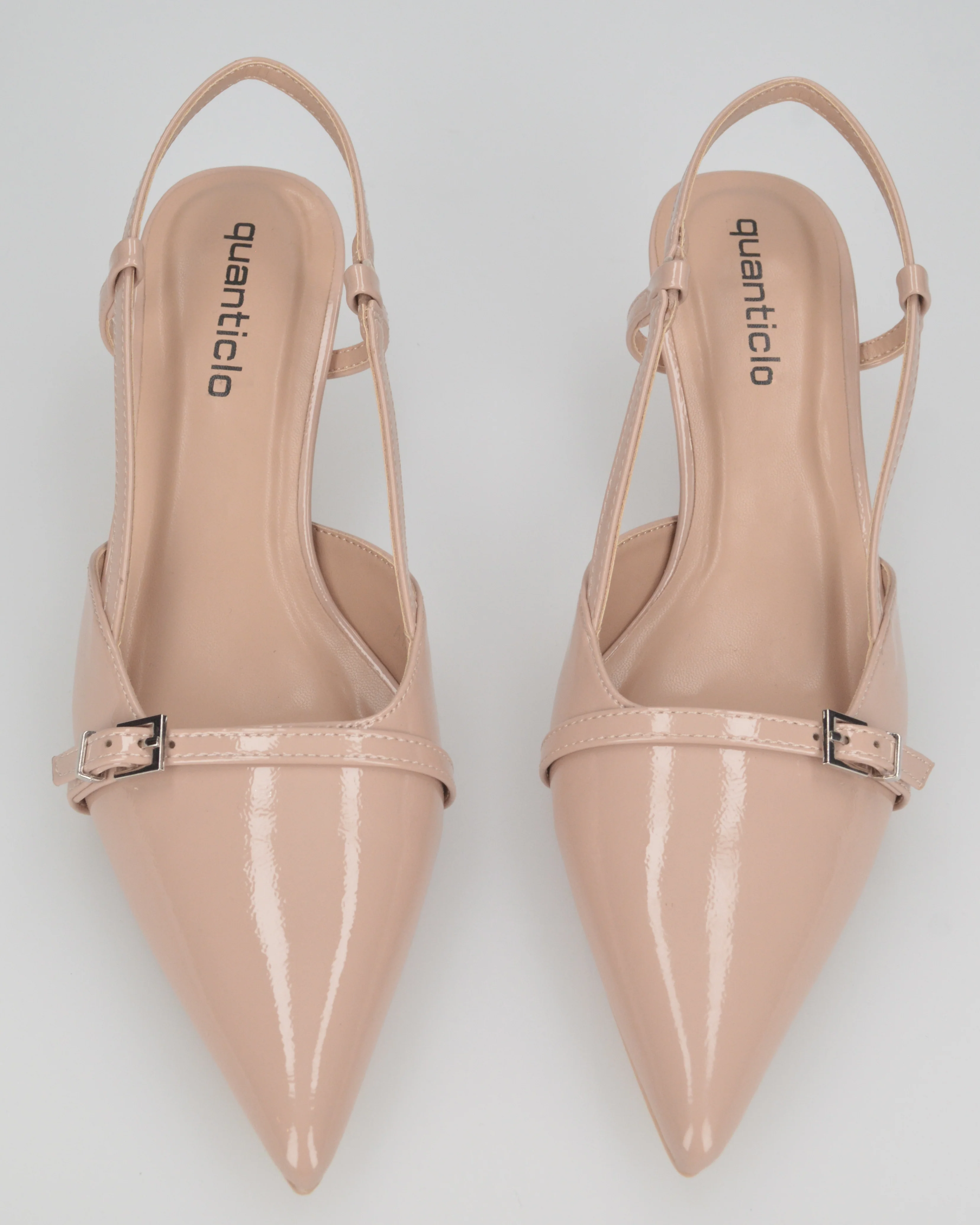 BERIT - sandali décolleté con tacco basso in beige lucido - Image 3