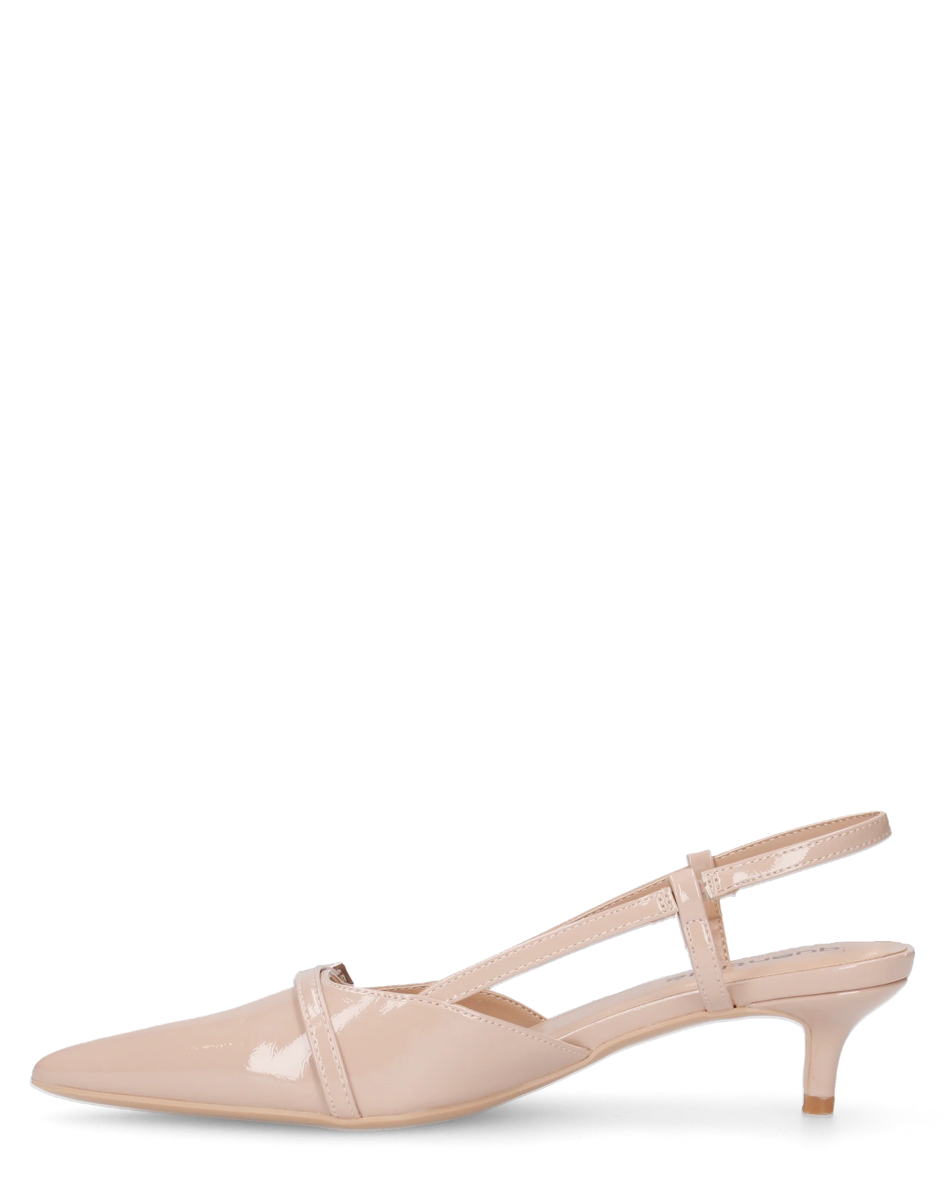 BERIT - sandali décolleté con tacco basso in beige lucido - Image 5