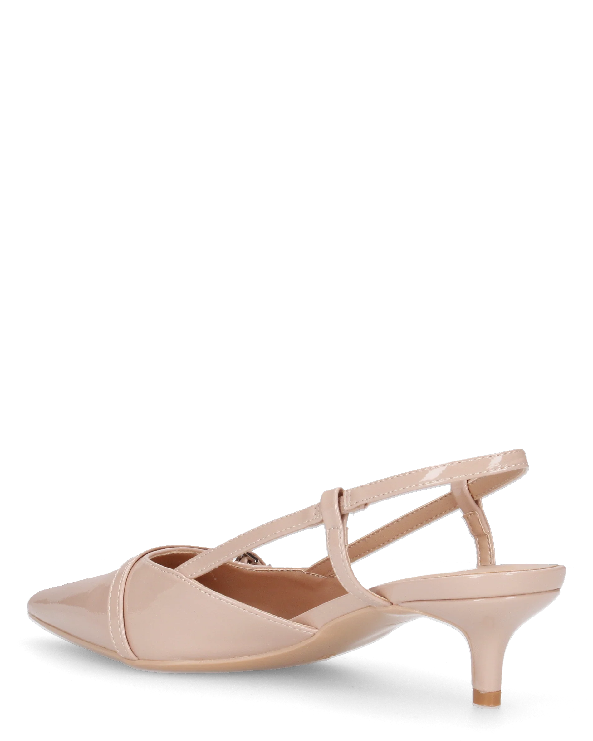 BERIT - sandali décolleté con tacco basso in beige lucido - Image 6