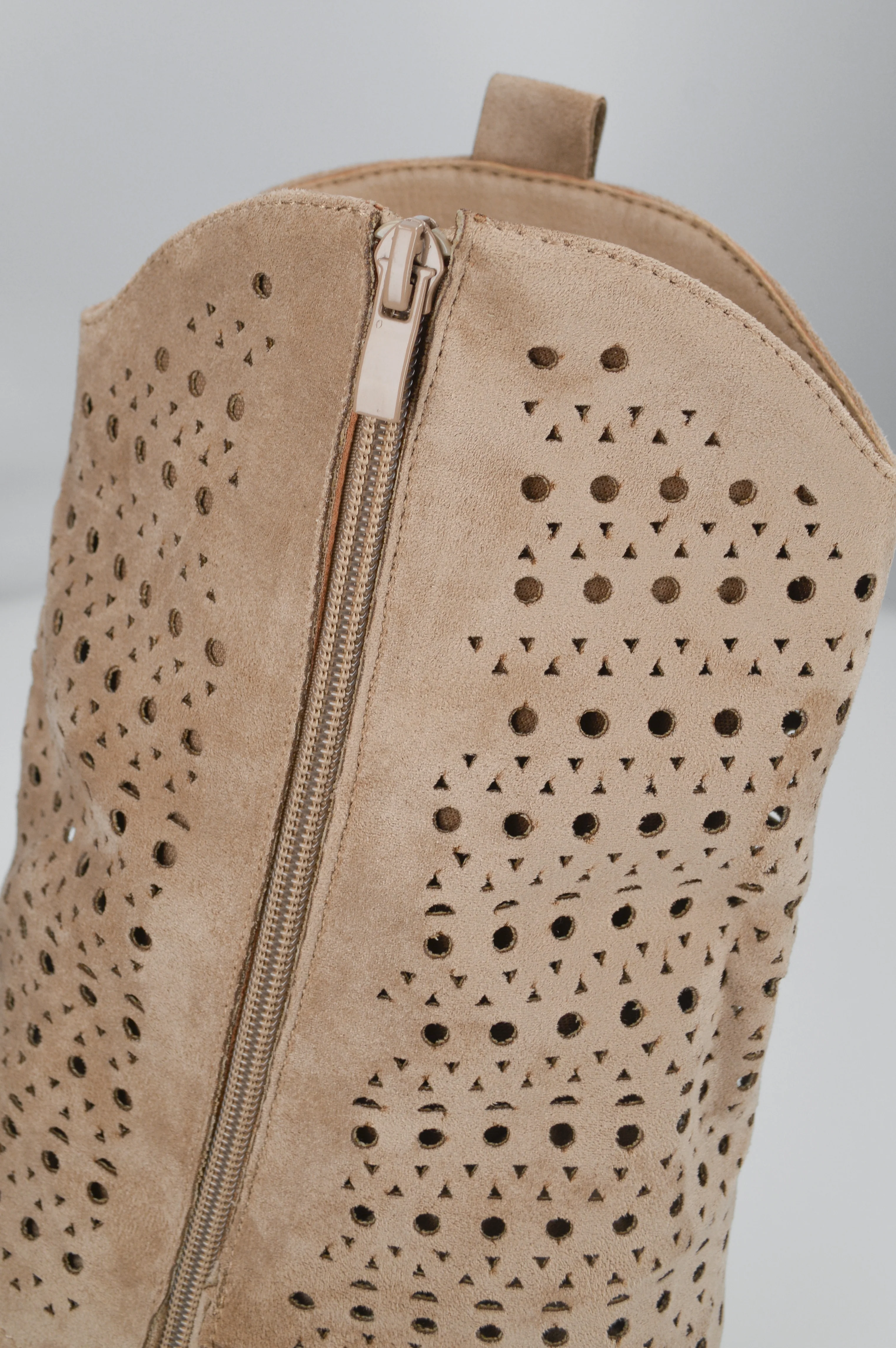 BLAIR - stivali camperos beige media altezza con frangette laterali - Image 4