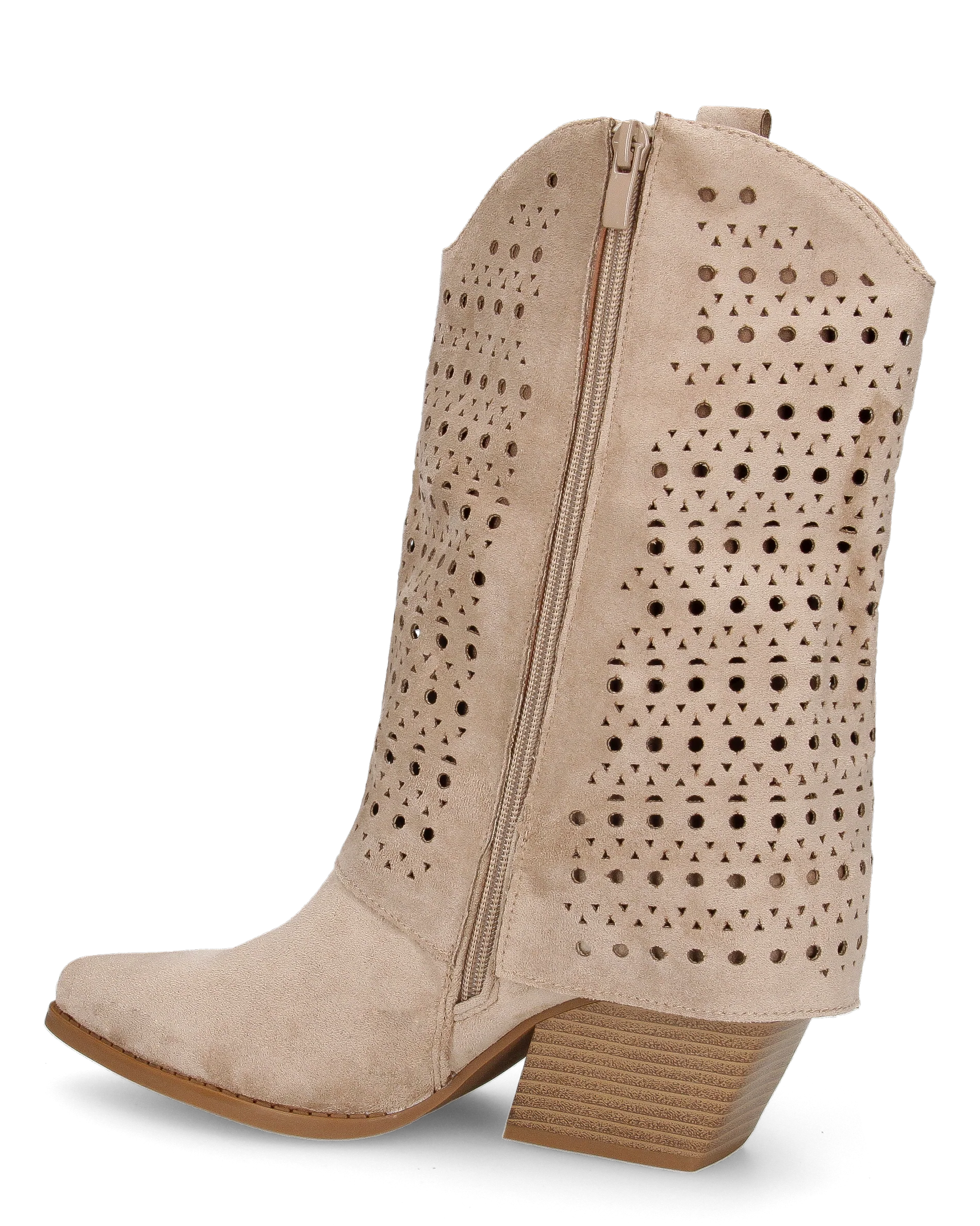 BLAIR - stivali camperos beige media altezza con frangette laterali - Image 5