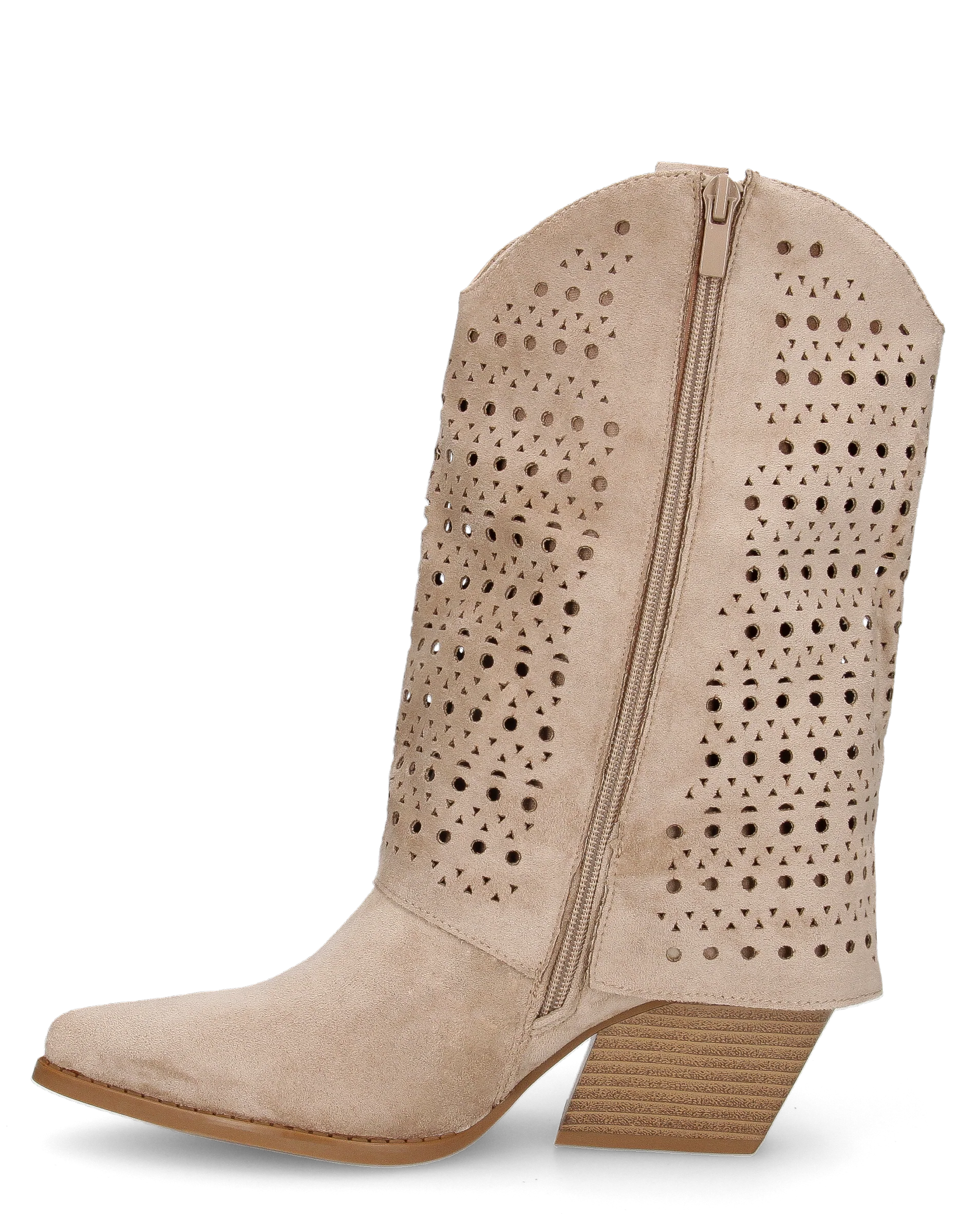 BLAIR - stivali camperos beige media altezza con frangette laterali - Image 6