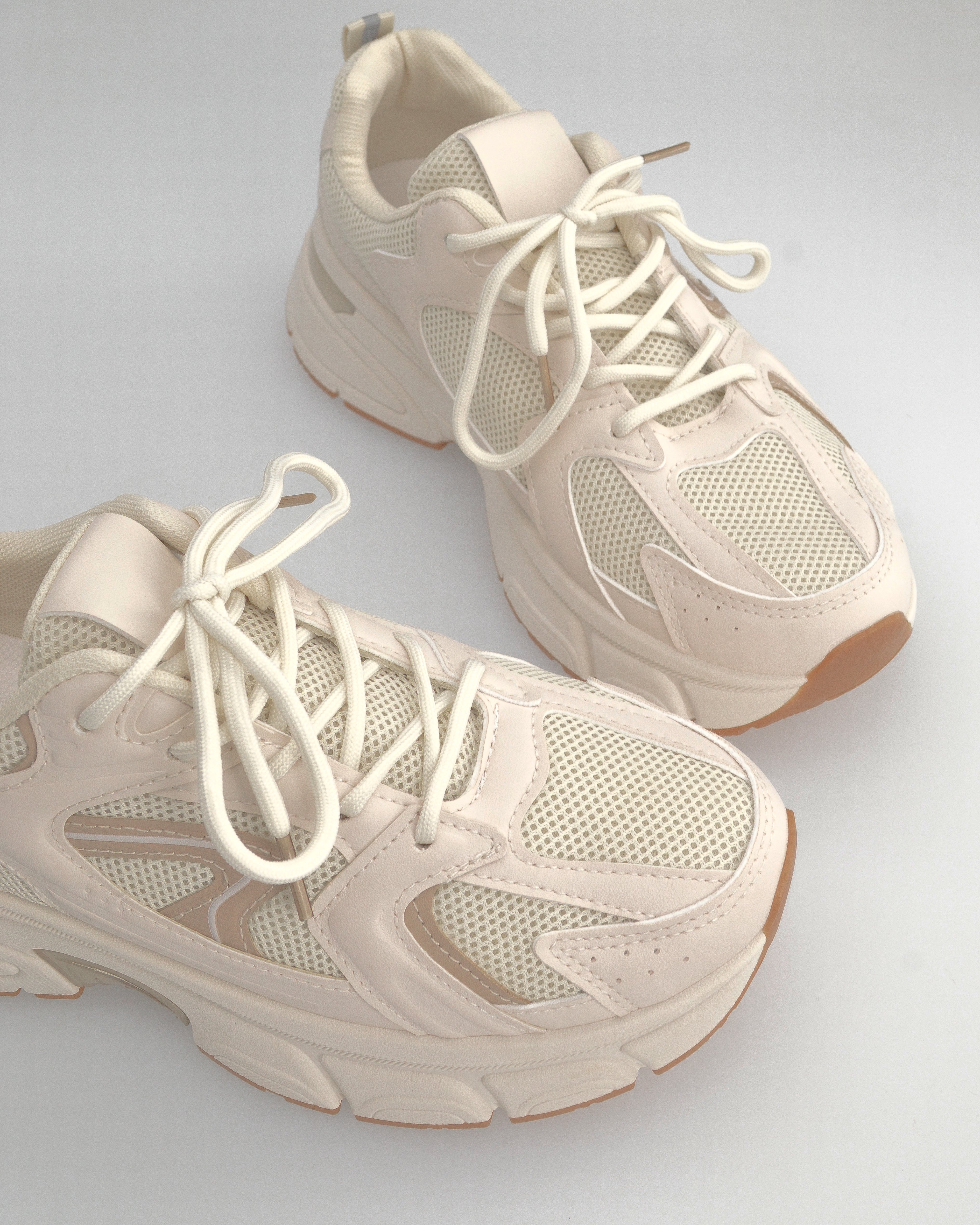 CAROLA - chunky sneakers beige con inserti ed interno rosa - Image 3