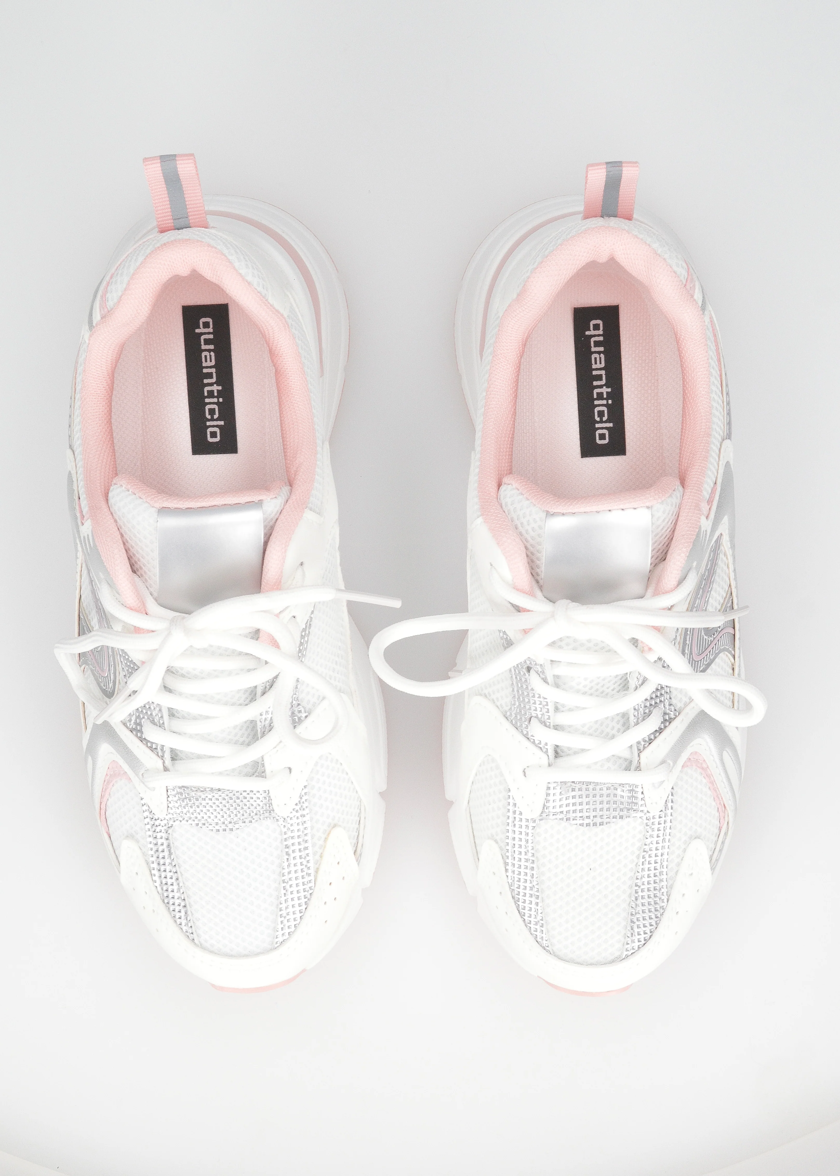 CAROLA - chunky sneakers bianche con inserti ed interno rosa - Image 3