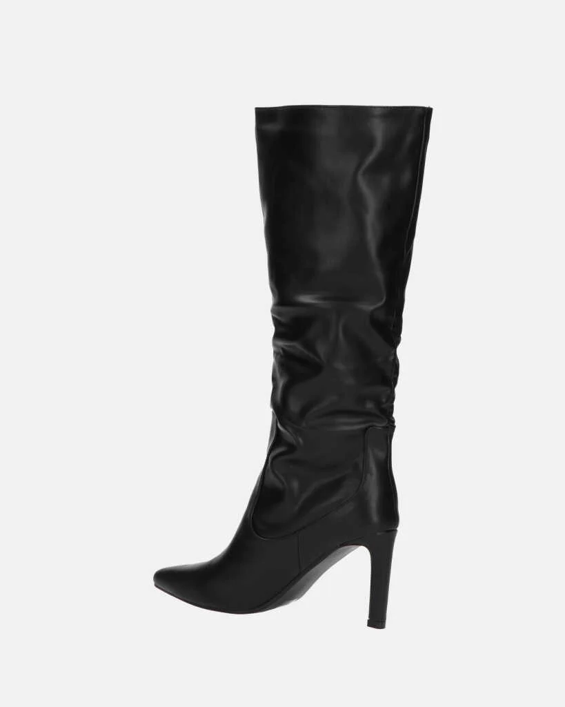 CAROLINE - stivale alto nero con tacco in pelle - Image 10