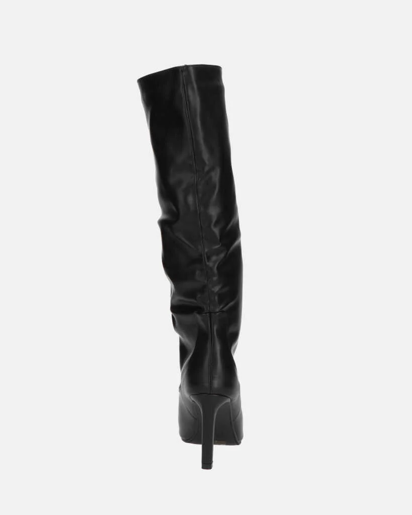 CAROLINE - stivale alto nero con tacco in pelle - Image 12