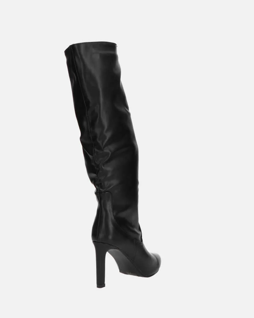 CAROLINE - stivale alto nero con tacco in pelle - Image 13