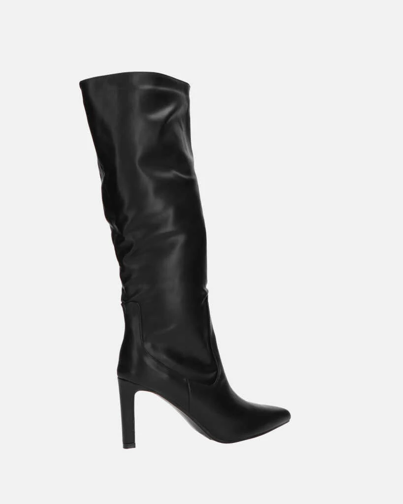 CAROLINE - stivale alto nero con tacco in pelle - Image 14