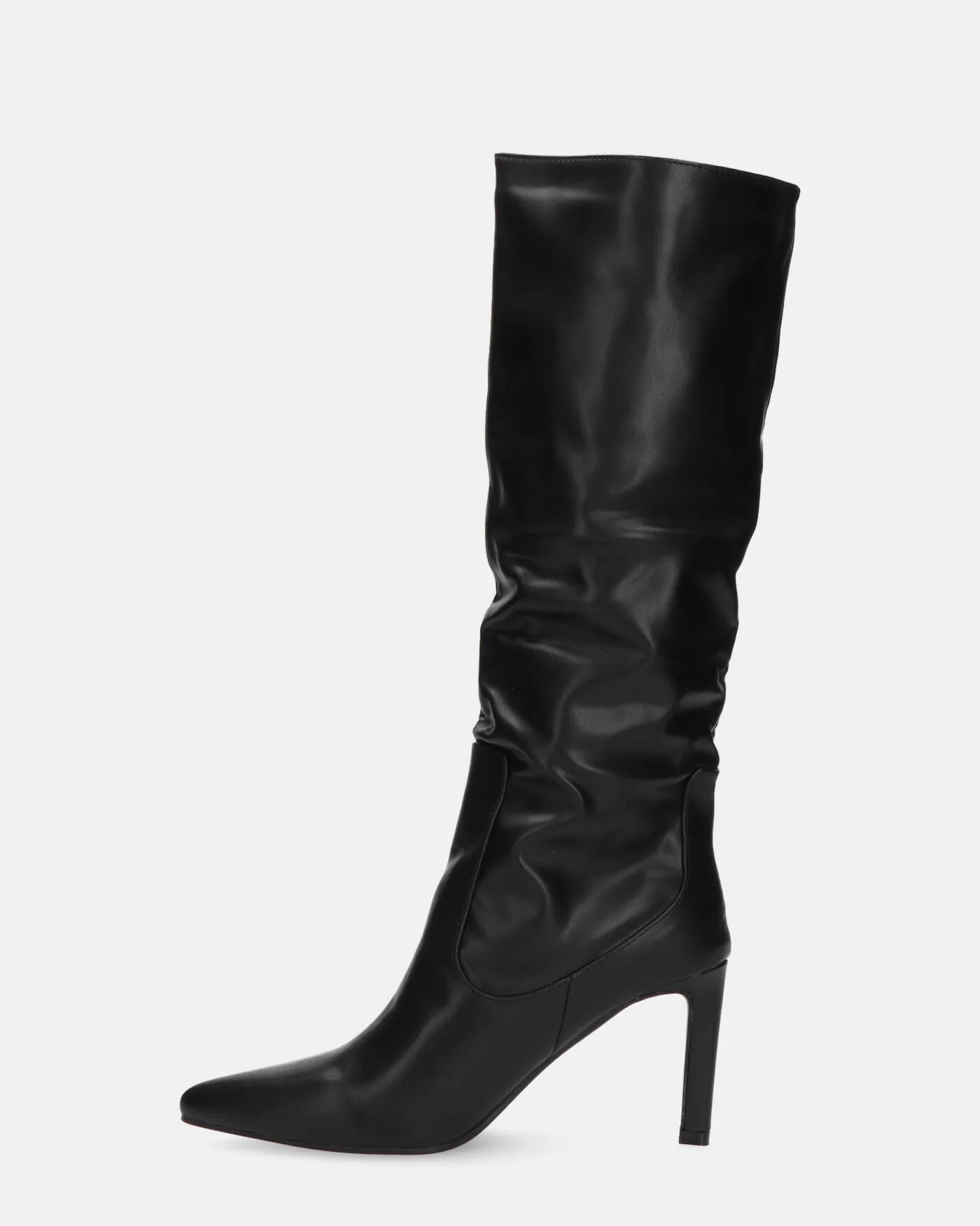 CAROLINE - stivale alto nero con tacco in pelle - Image 2