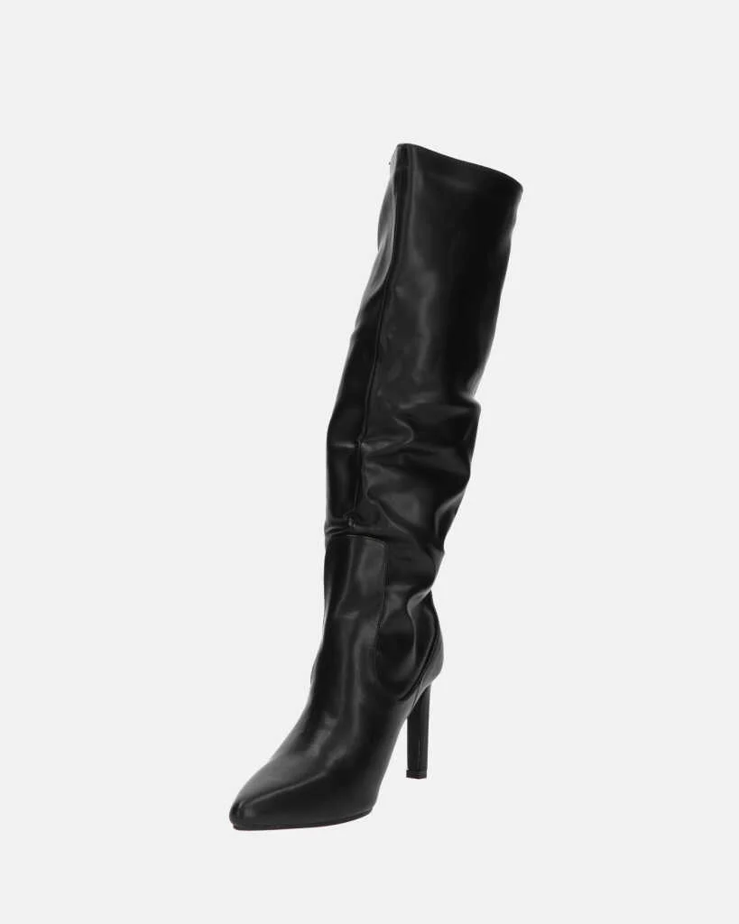 CAROLINE - stivale alto nero con tacco in pelle - Image 7