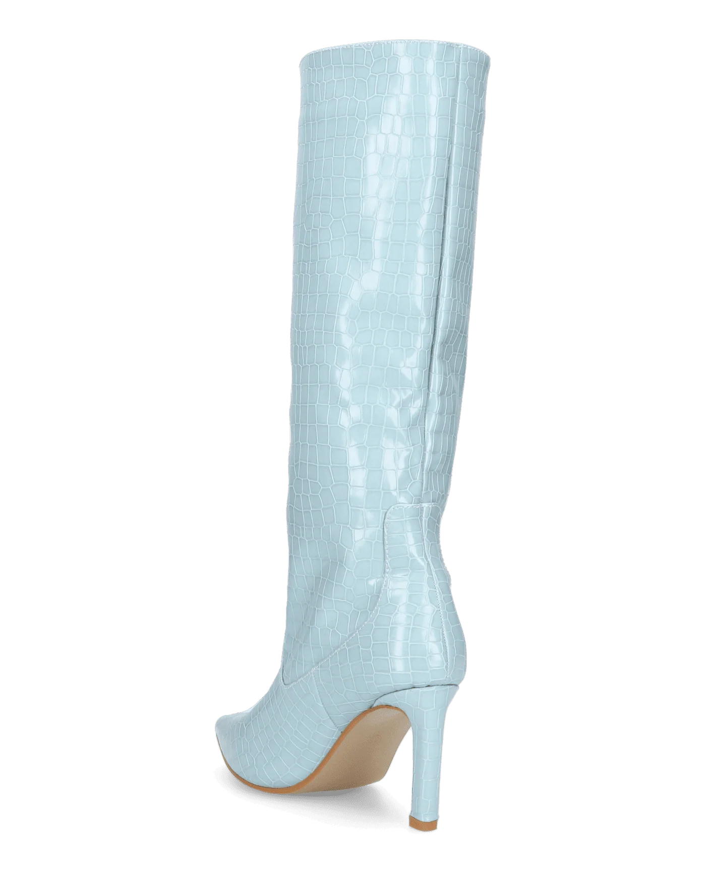 CAROLINE - stivale alto con tacco in azzurro coccodrillo - Image 4