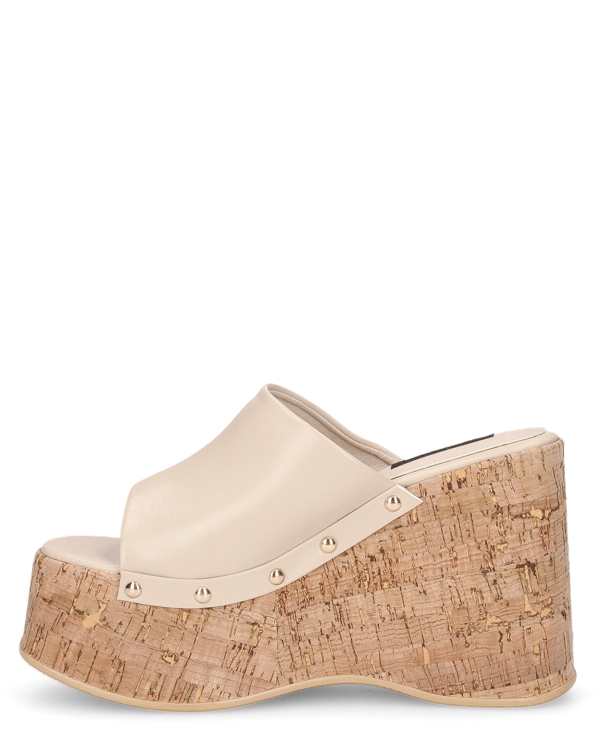 CHAKA - zeppe in simil sughero con fascia beige liscia - Image 7