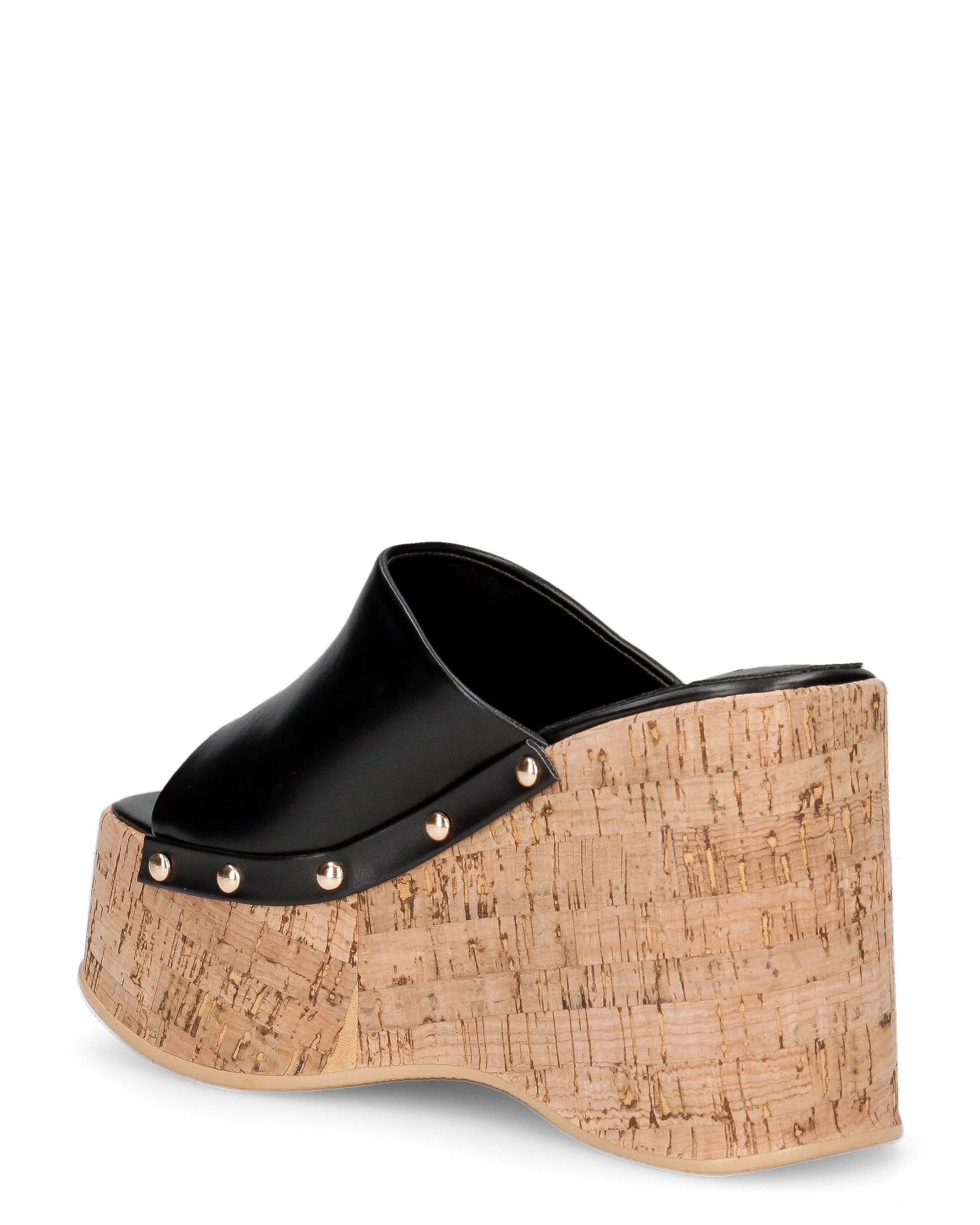 CHAKA - zeppe in simil sughero con fascia nera liscia - Image 6