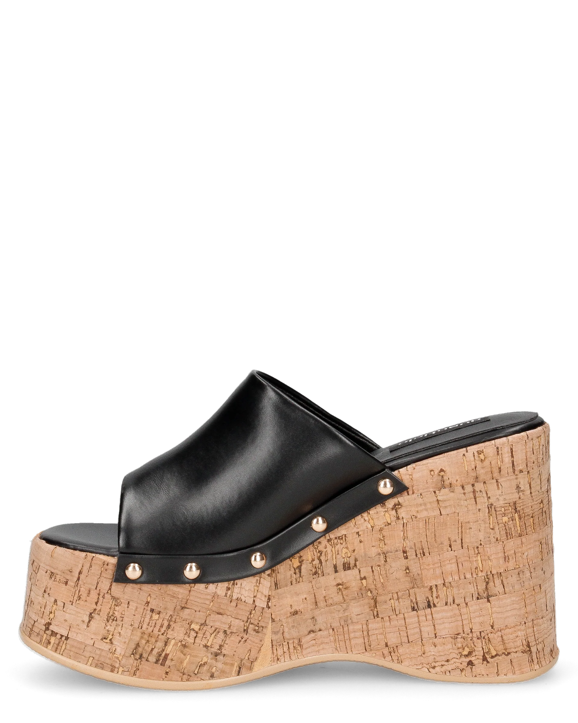 CHAKA - zeppe in simil sughero con fascia nera liscia - Image 7