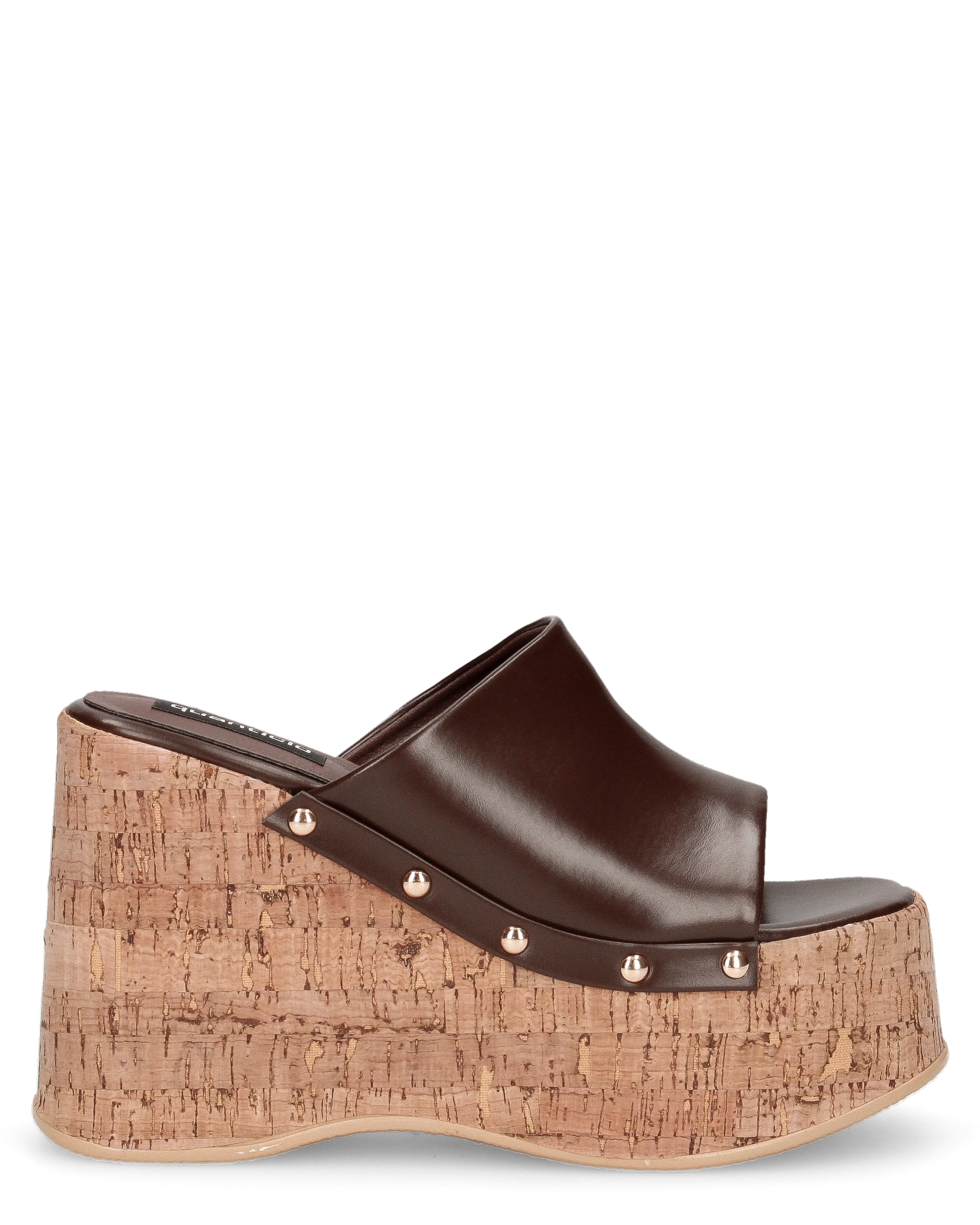 CHAKA - zeppe in simil sughero con fascia marrone liscia