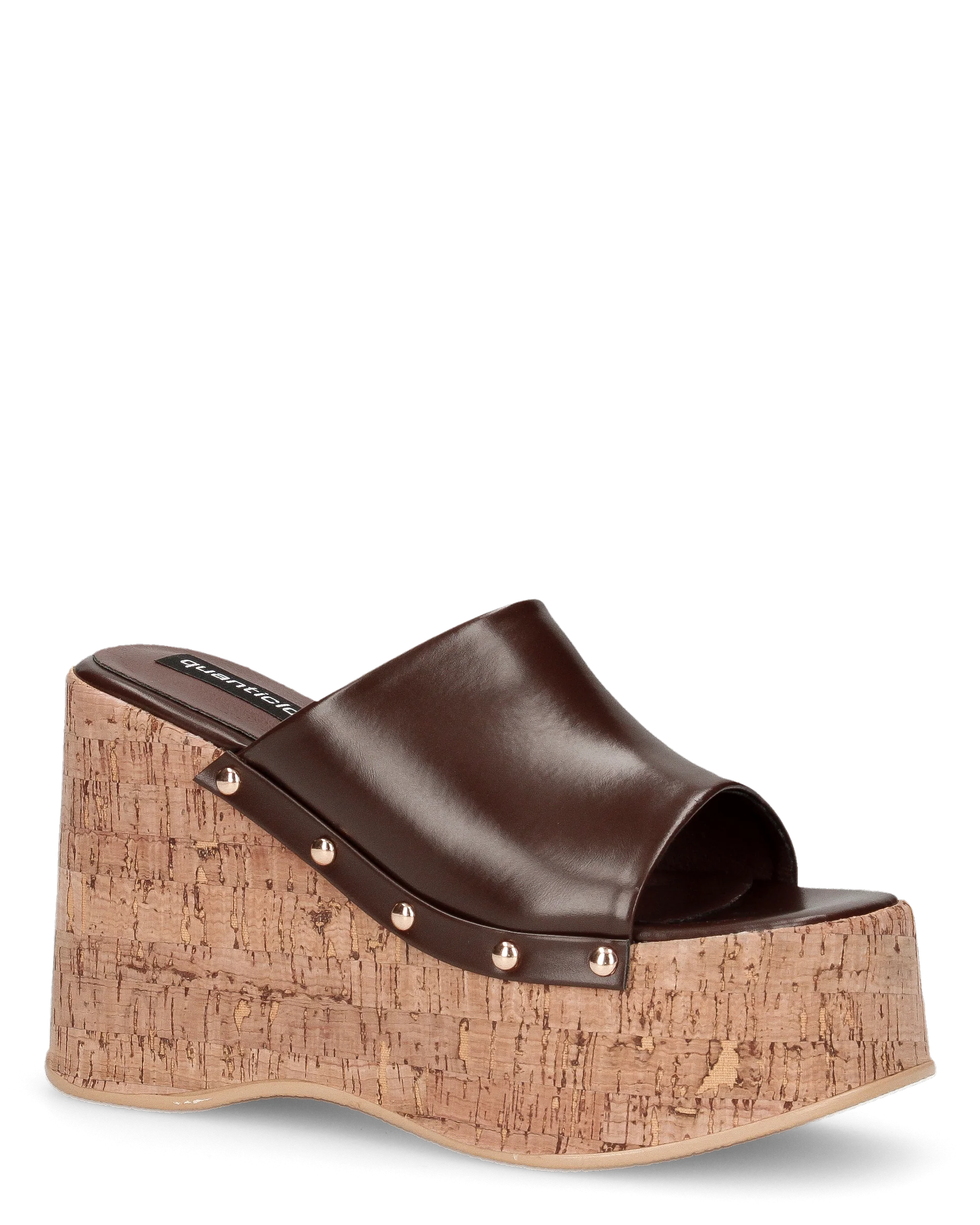 CHAKA - zeppe in simil sughero con fascia marrone liscia - Image 2