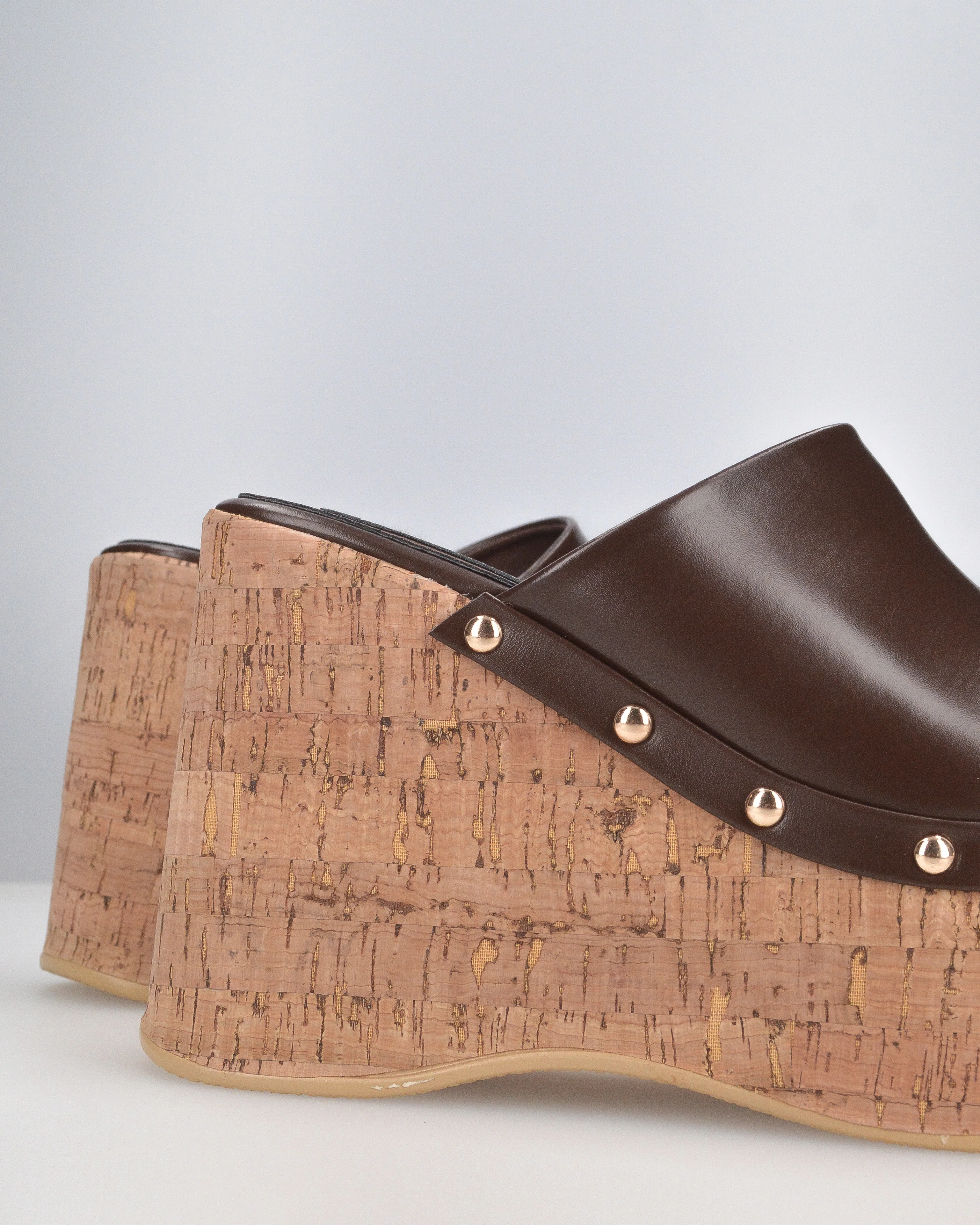 CHAKA - zeppe in simil sughero con fascia marrone liscia - Image 4