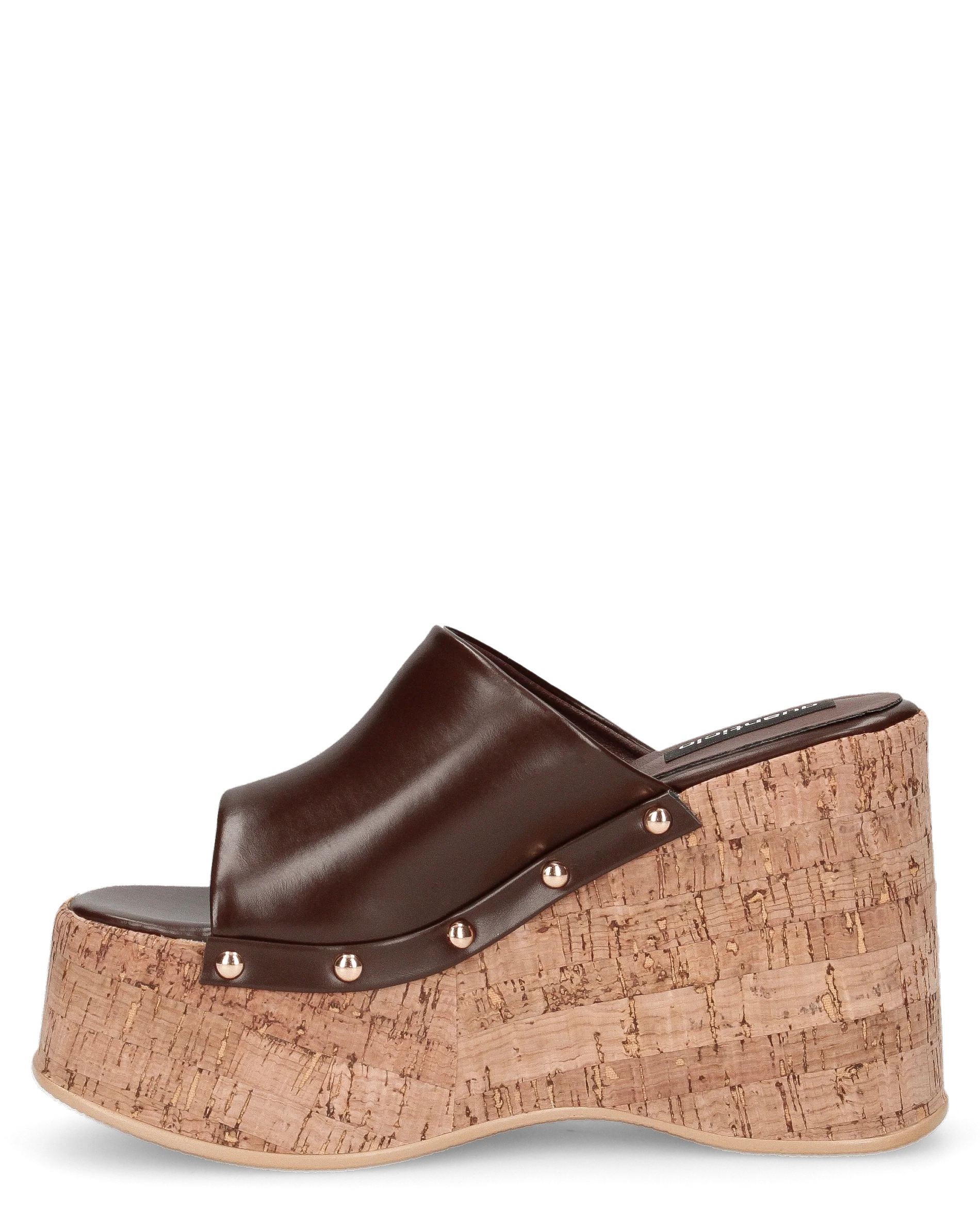 CHAKA - zeppe in simil sughero con fascia marrone liscia - Image 7