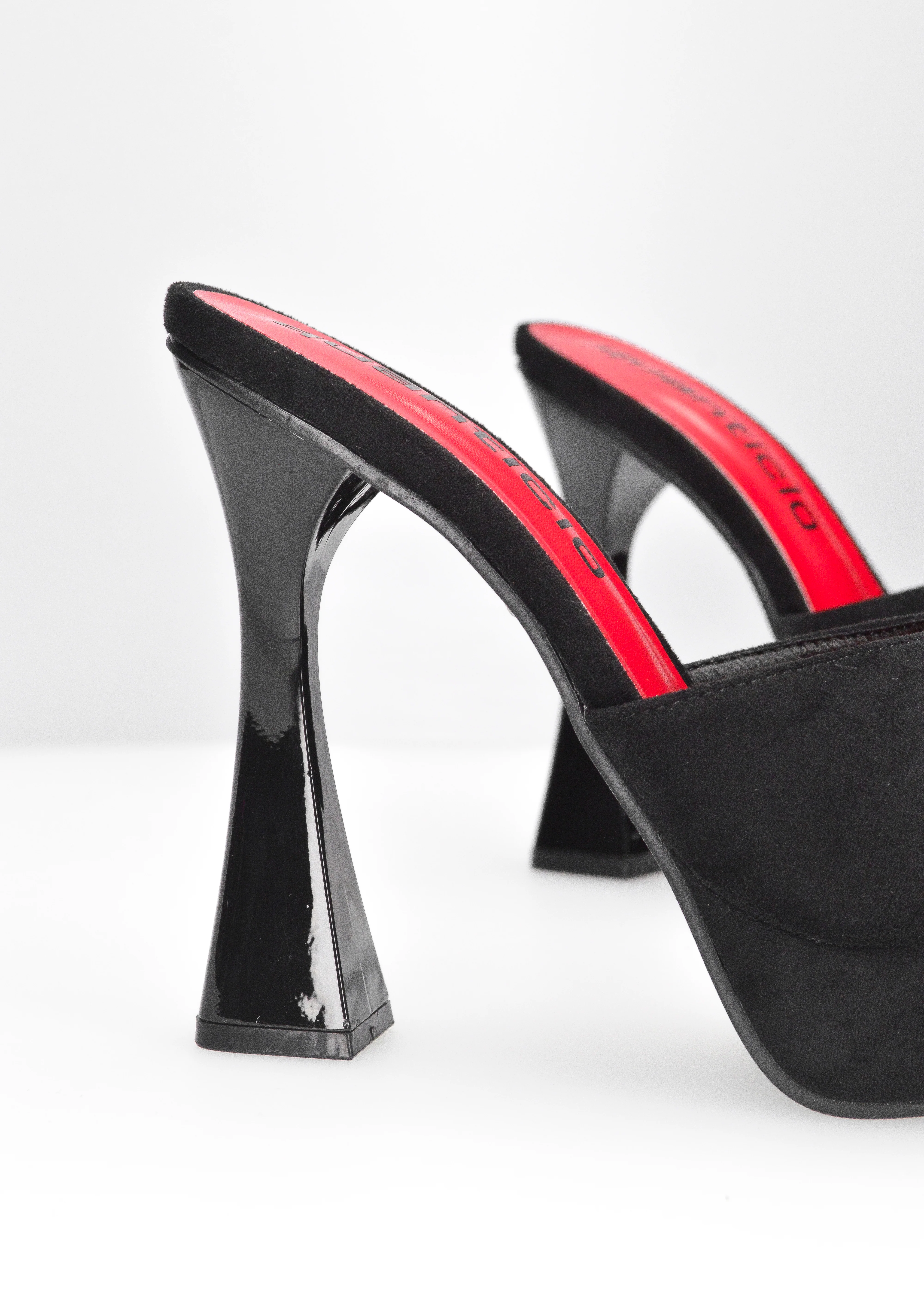CLAUDY - sabot neri scamosciati con tacco a clessidra e plateau - Image 6
