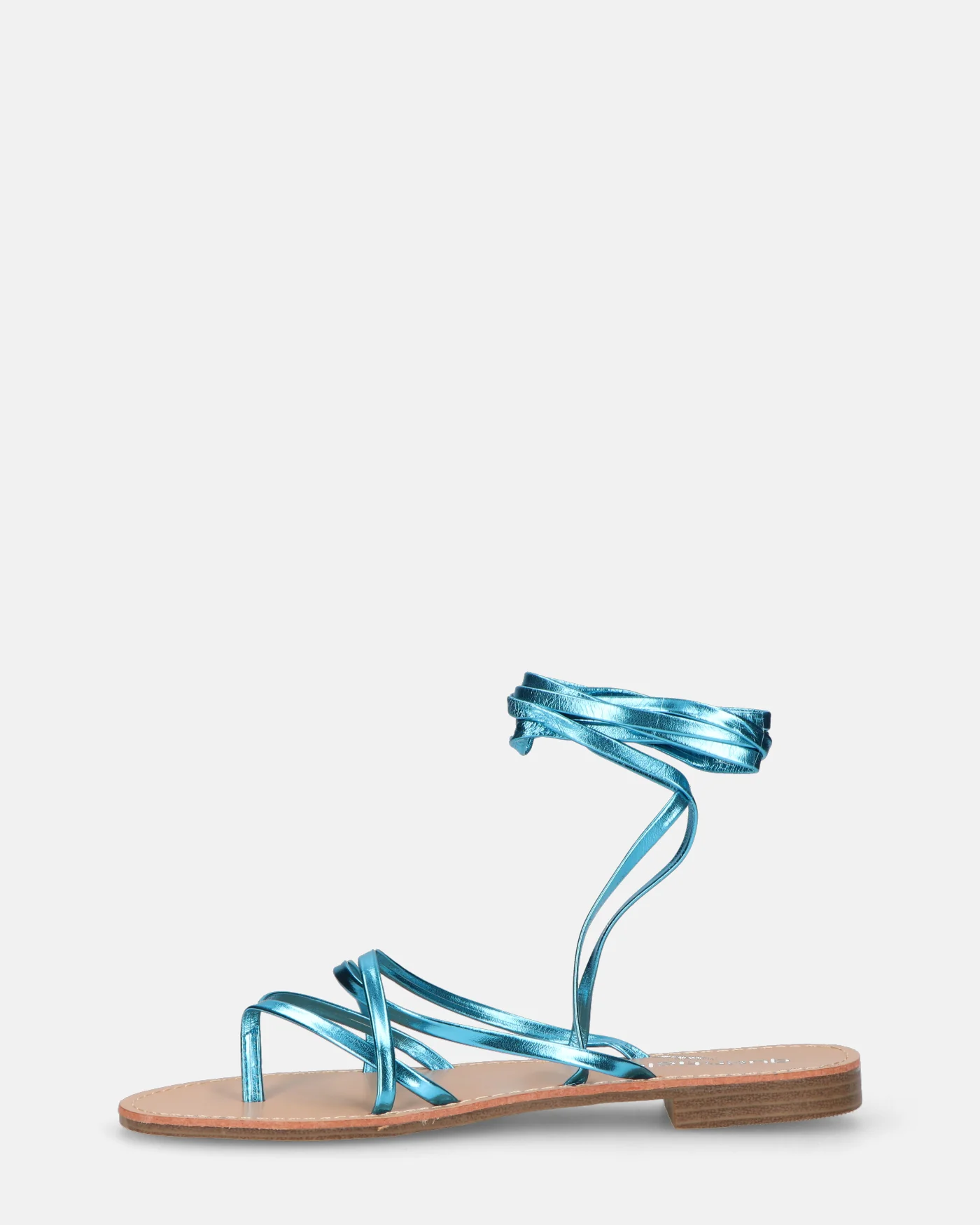 CRESSIDA - sandali bassi beige con cordini blu metalizzato - Image 3