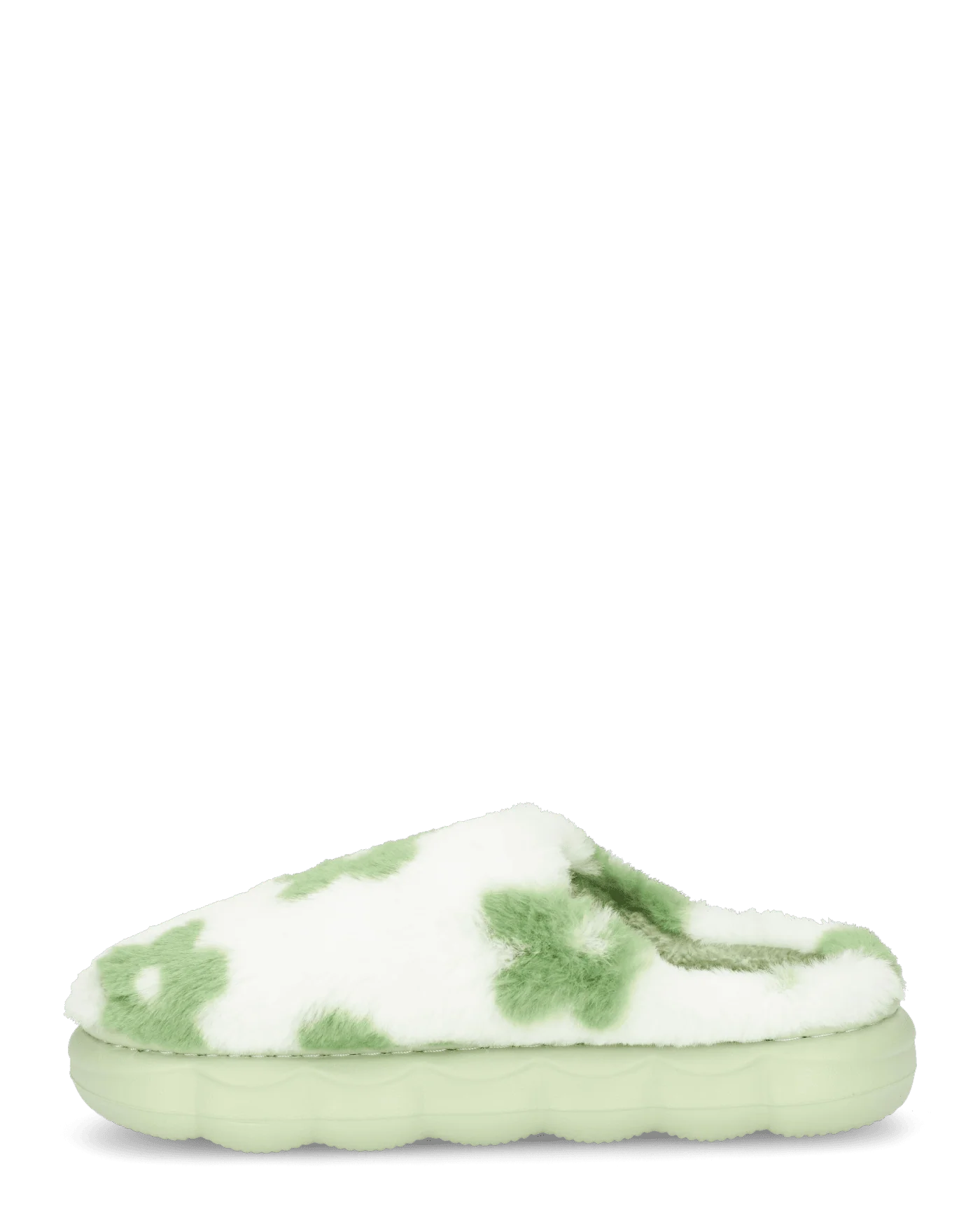 DAISY - pantofole platform in finta pelliccia con fiori decorativi verde - Image 3