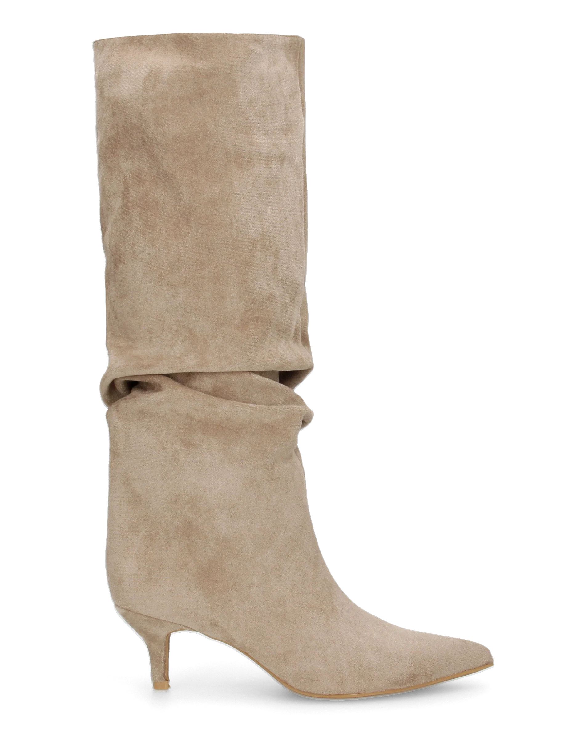 DAPHNE - stivali alti beige con effetto arricciato sul gambale