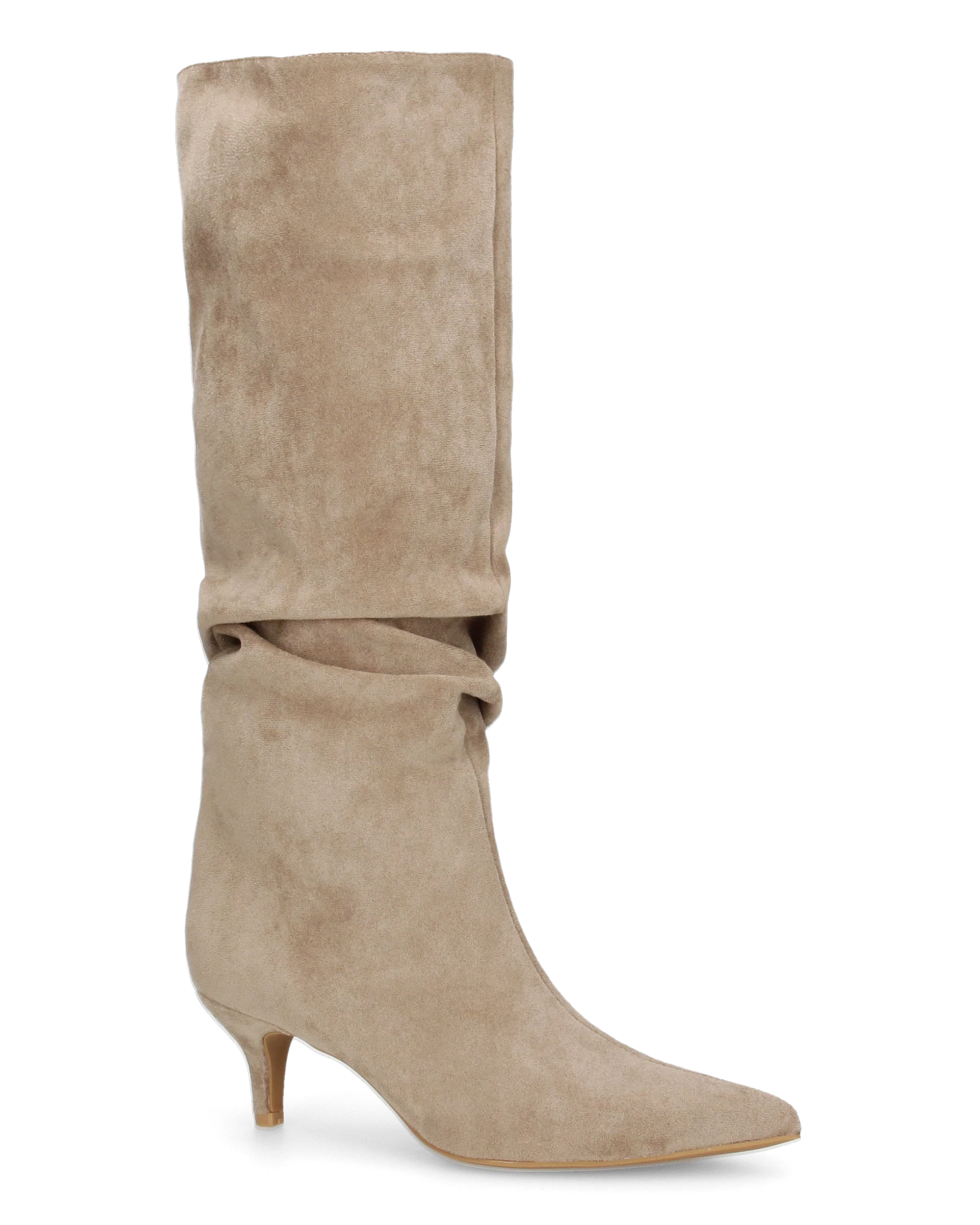 DAPHNE - stivali alti beige con effetto arricciato sul gambale - Image 2