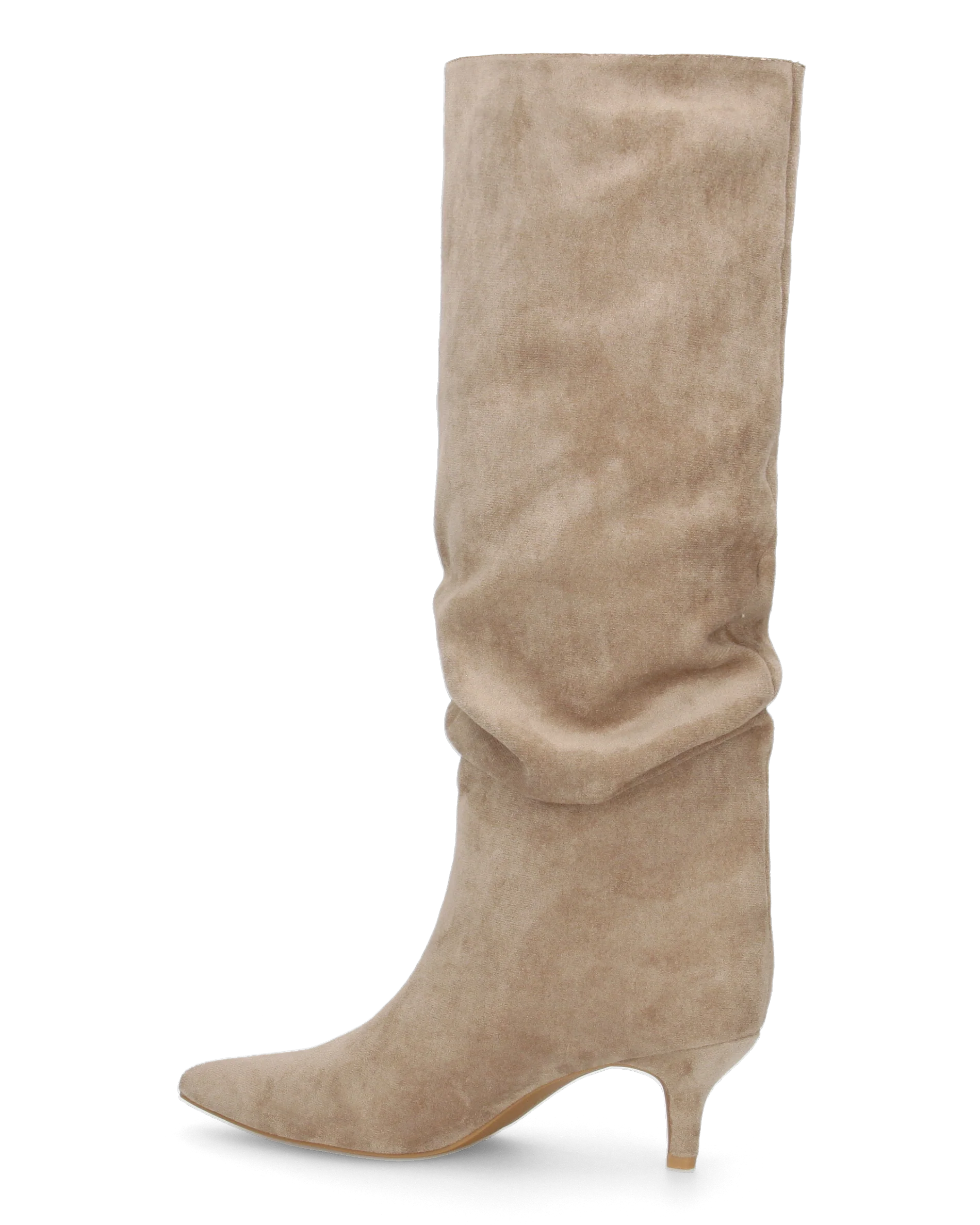 DAPHNE - stivali alti beige con effetto arricciato sul gambale - Image 3
