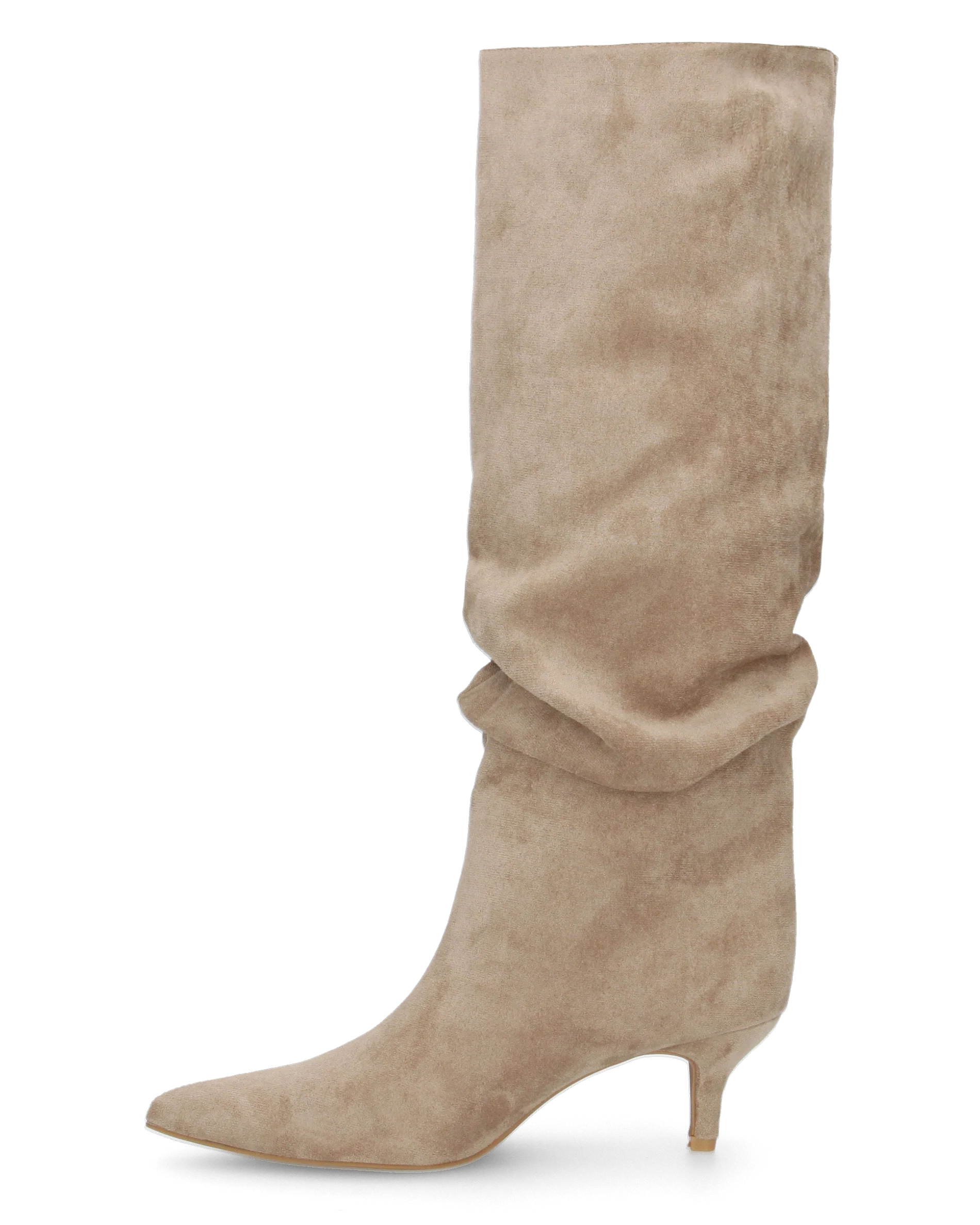 DAPHNE - stivali alti beige con effetto arricciato sul gambale - Image 4