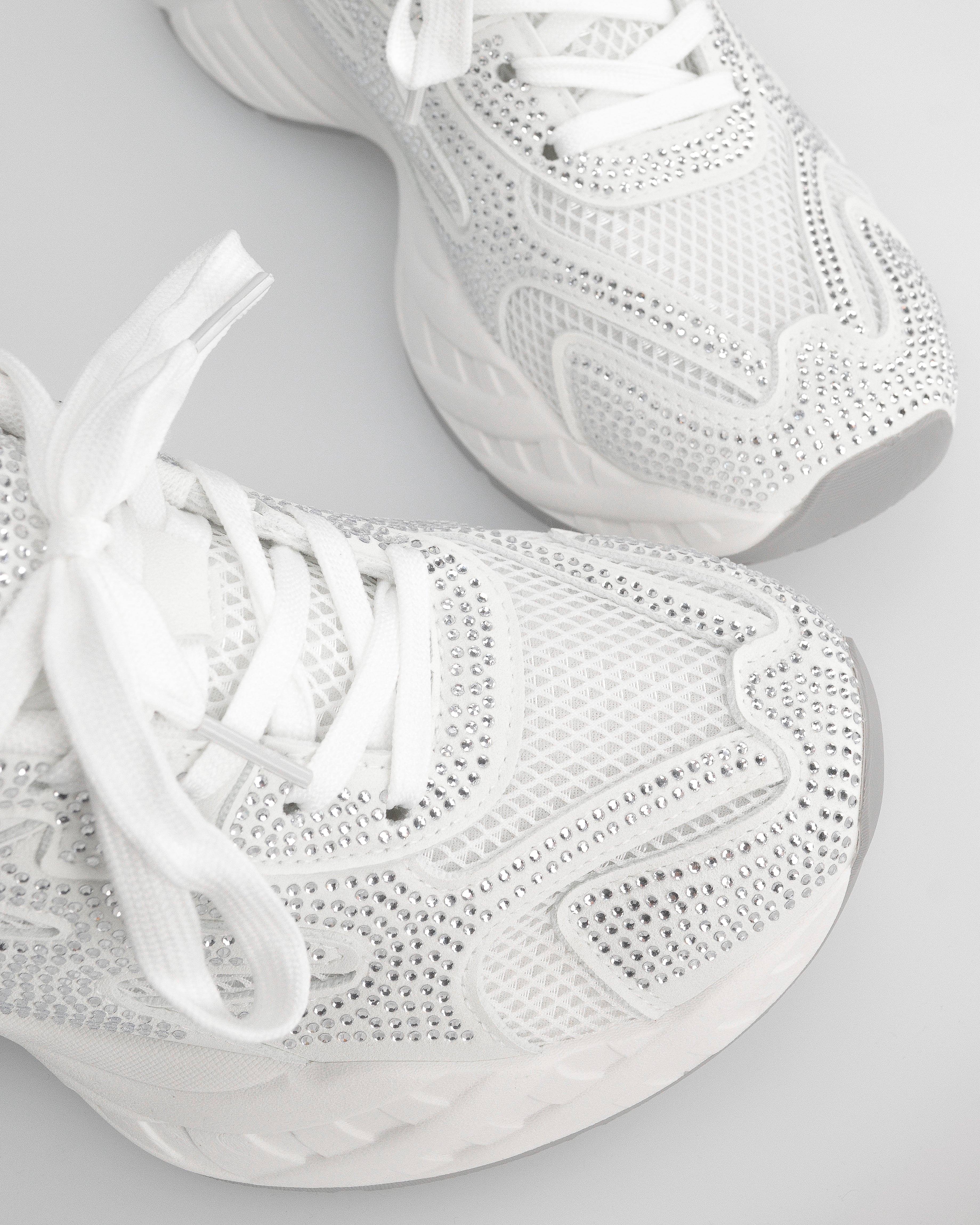 DIANA - Chunky sneakers bianche con tessuto brillantinato - Image 4