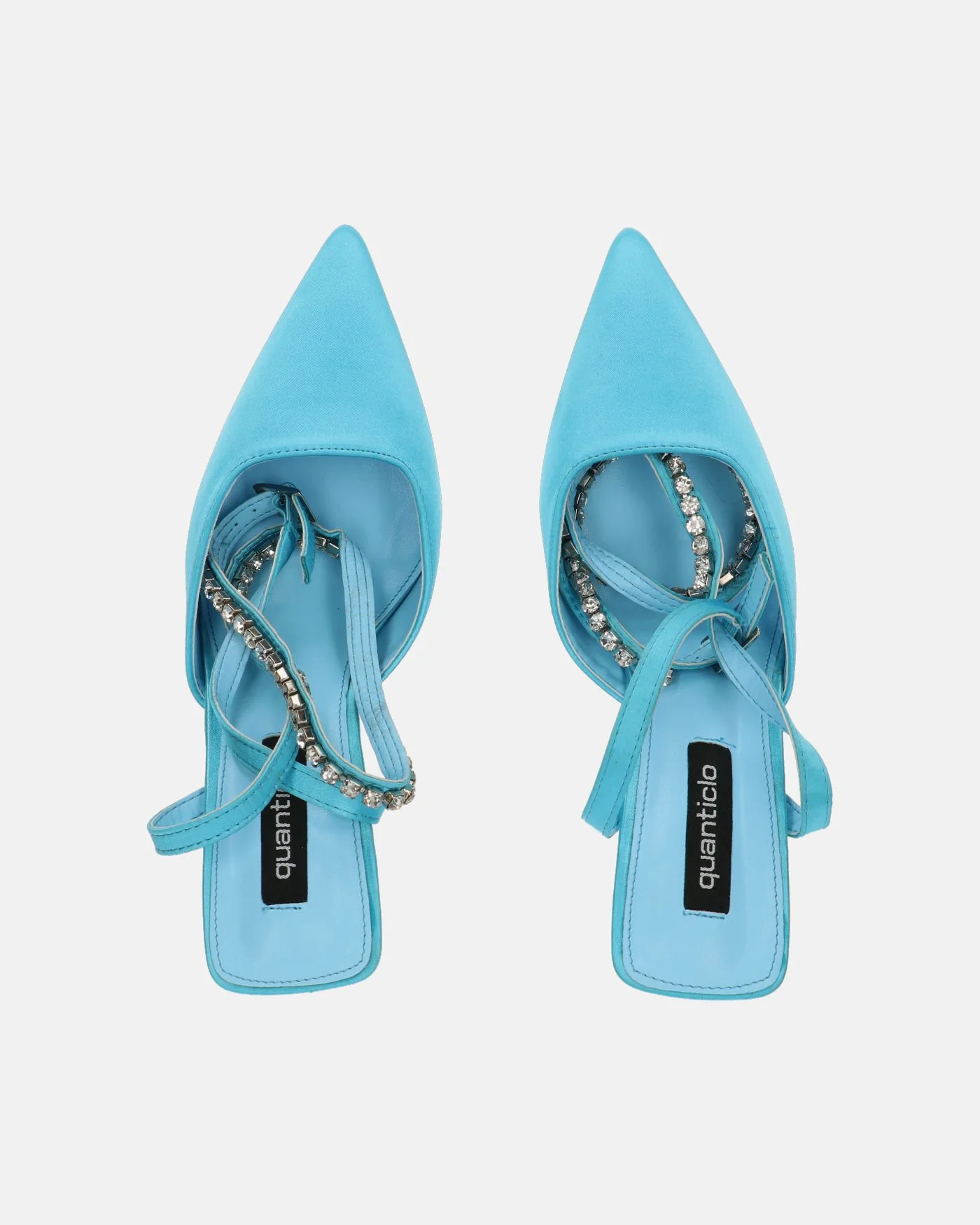 DORIS - scarpe con tacco il lycra azzurro e gemme sul cinturino - Image 2