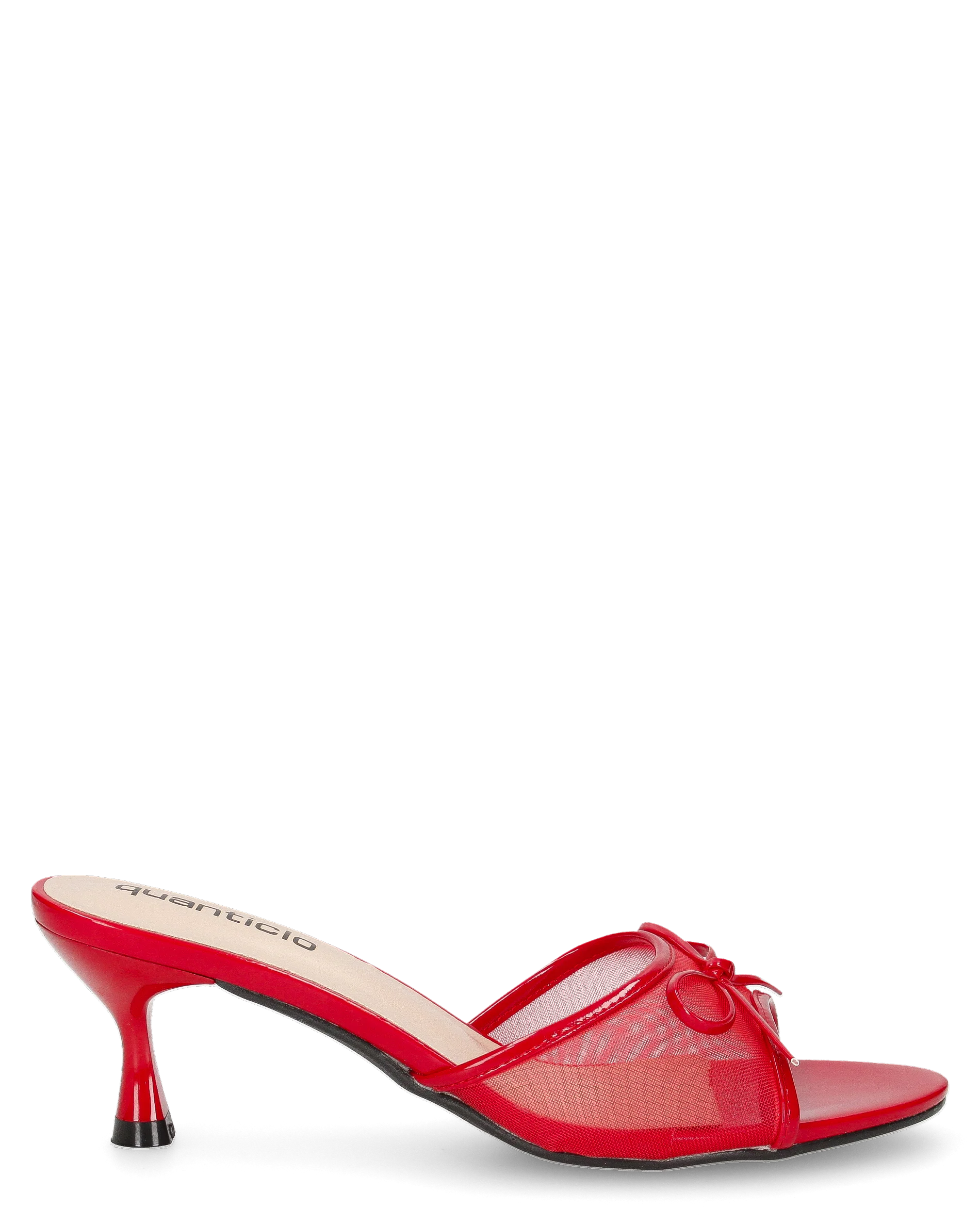 DZESIKA - sabot rossi in vernice e mesh con tacco kitten e fiocco