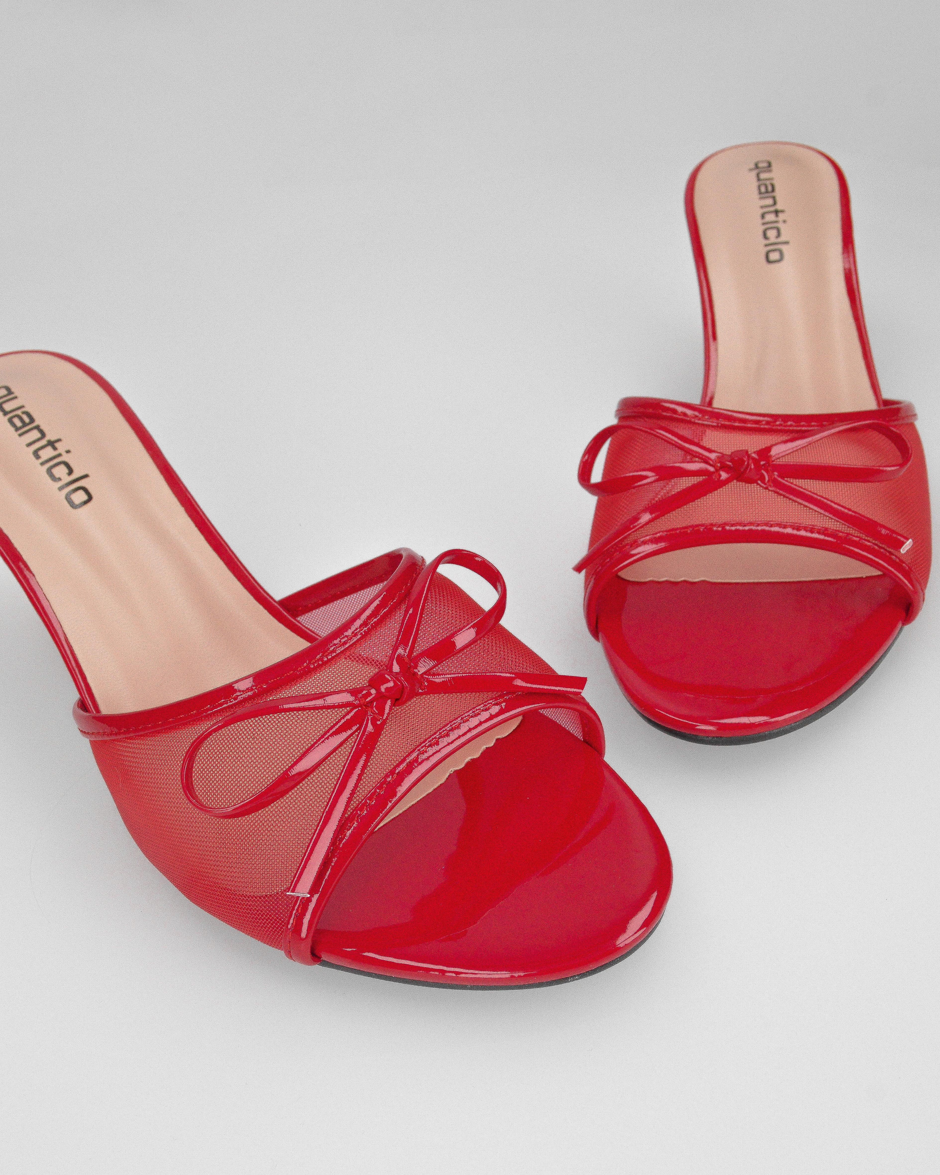 DZESIKA - sabot rossi in vernice e mesh con tacco kitten e fiocco - Image 5