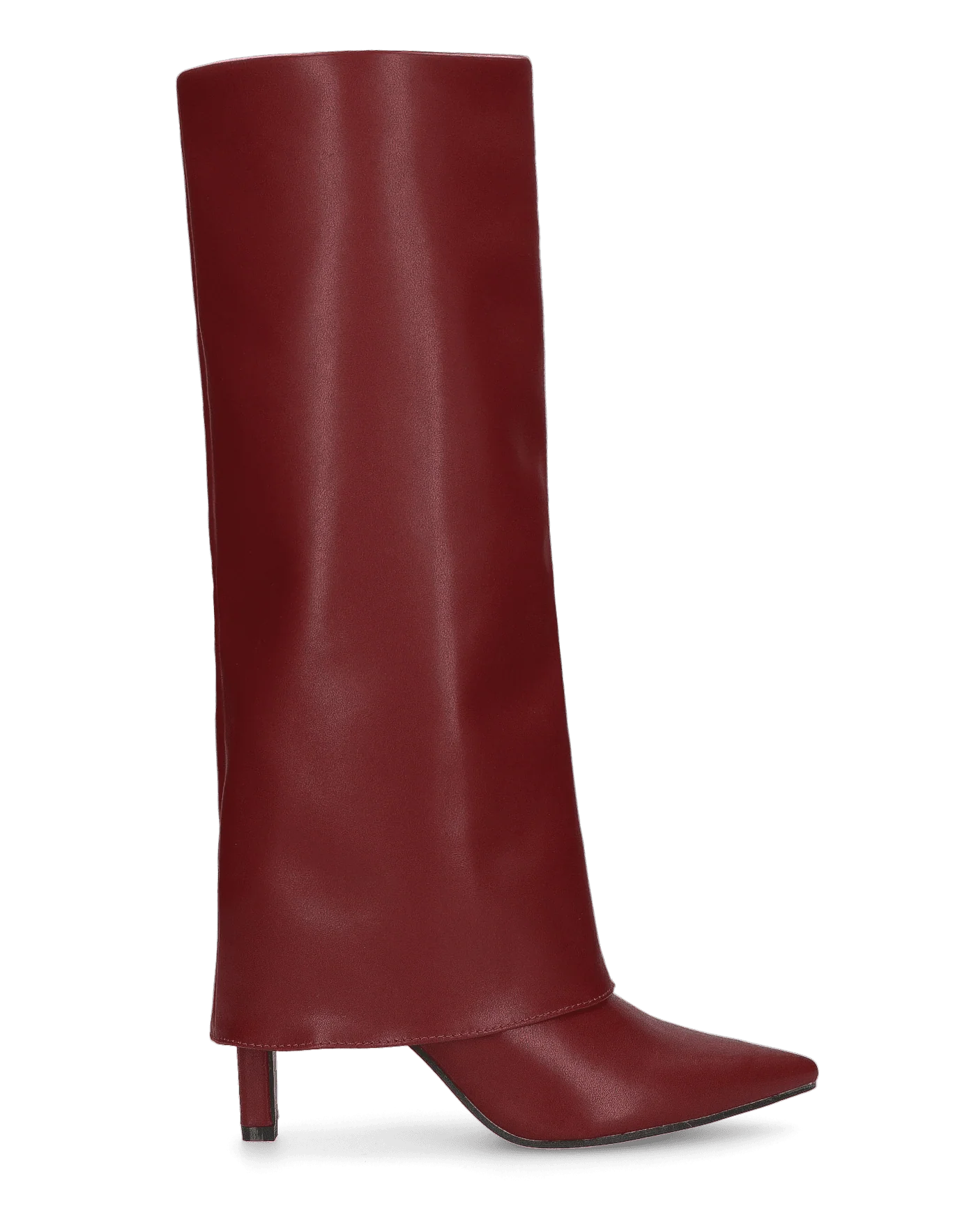ELGA - stivale con tacco in ecopelle bordeaux con risvolto