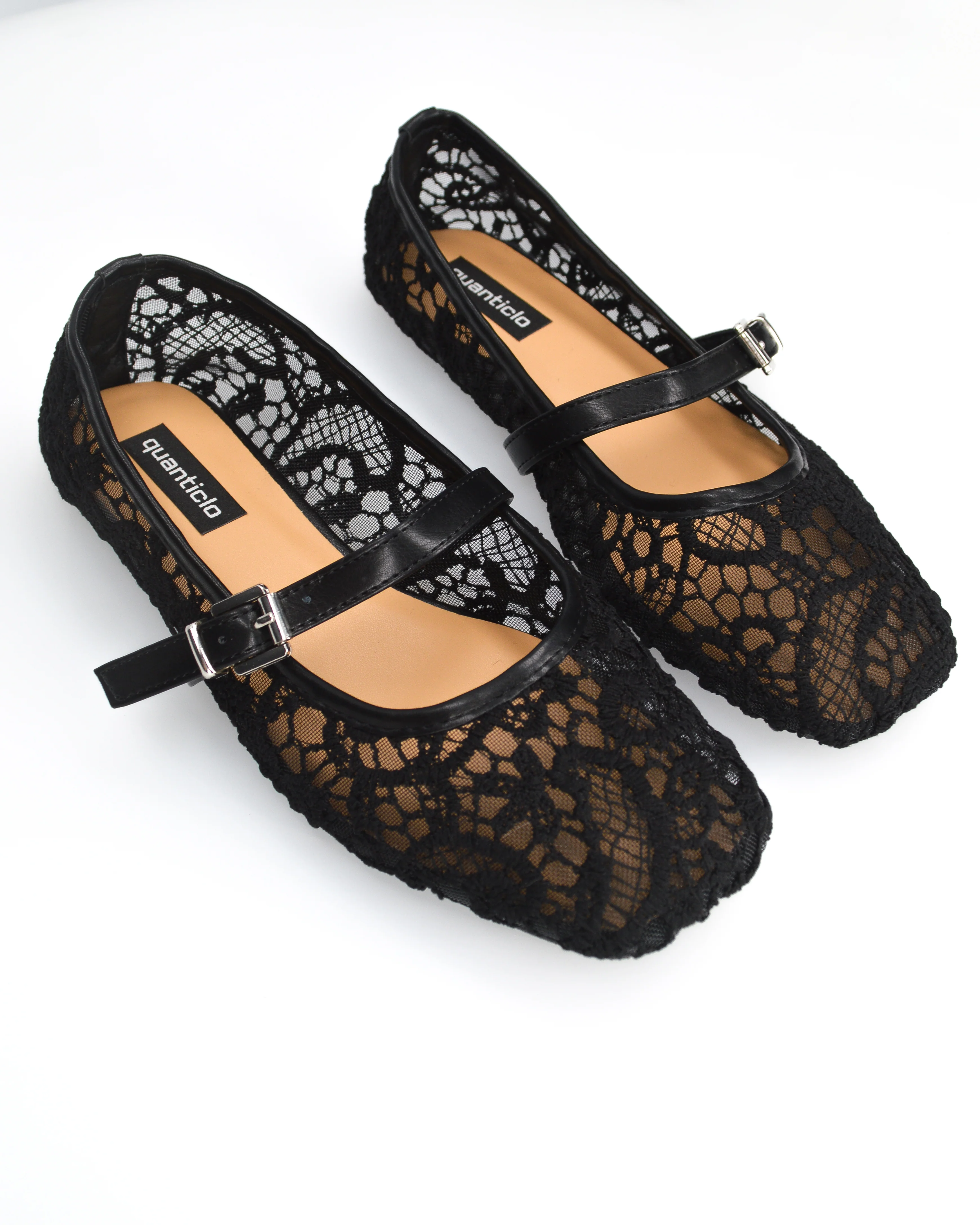 ETTA - ballerine neri traforate con soletta beige - Image 3
