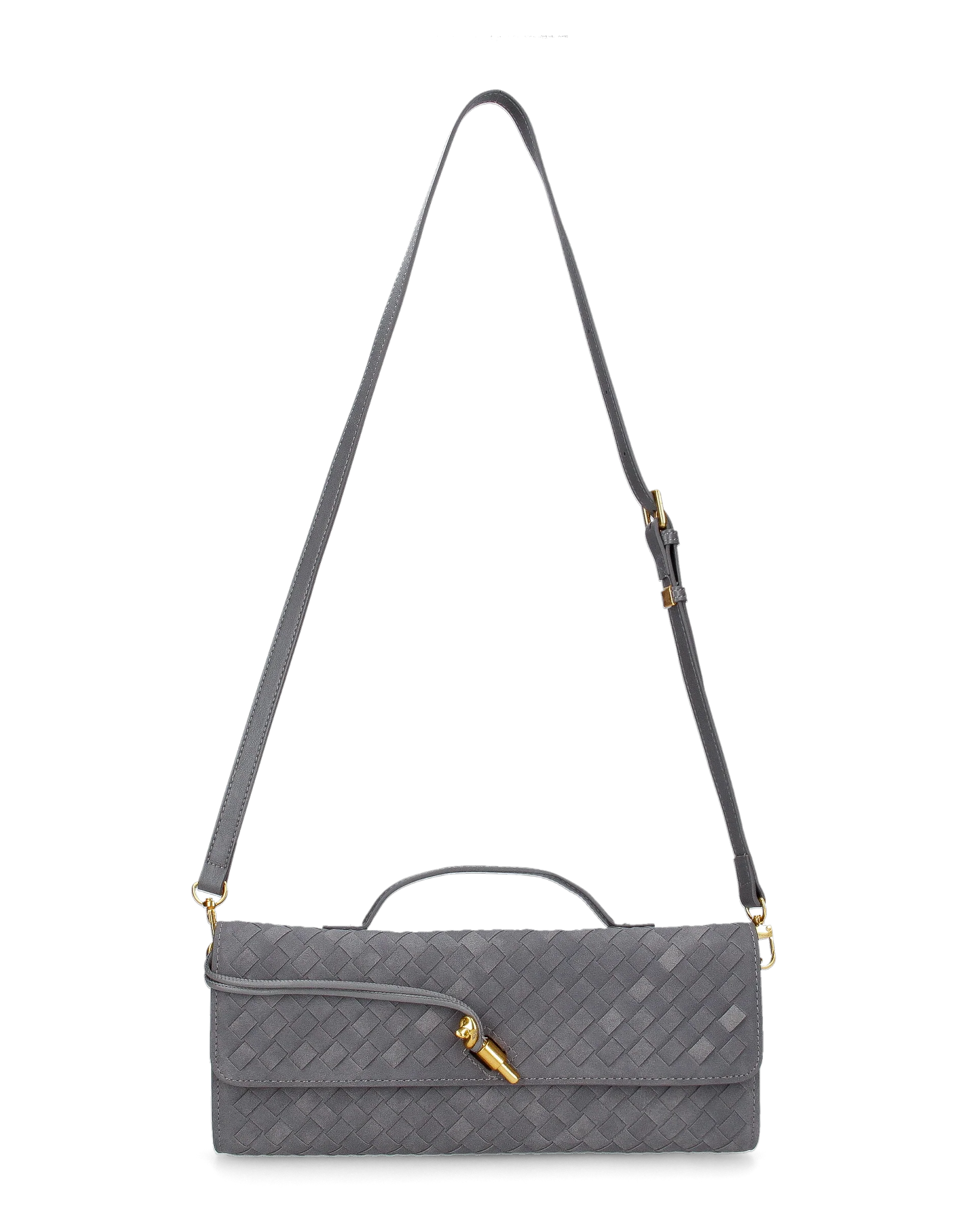 FANNY - borsa pochette grigia con chiusura decorativa oro - Image 3