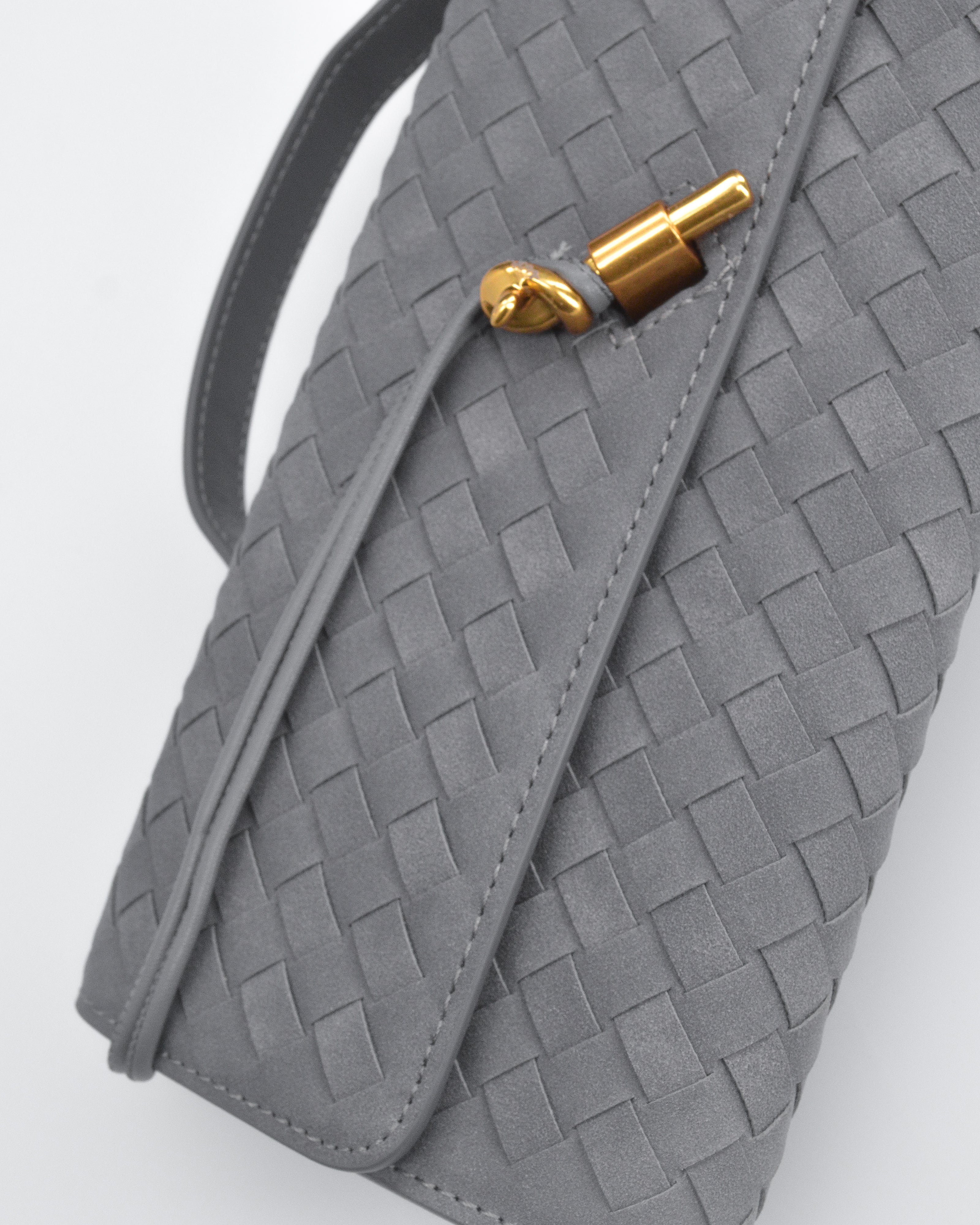 FANNY - borsa pochette grigia con chiusura decorativa oro - Image 4