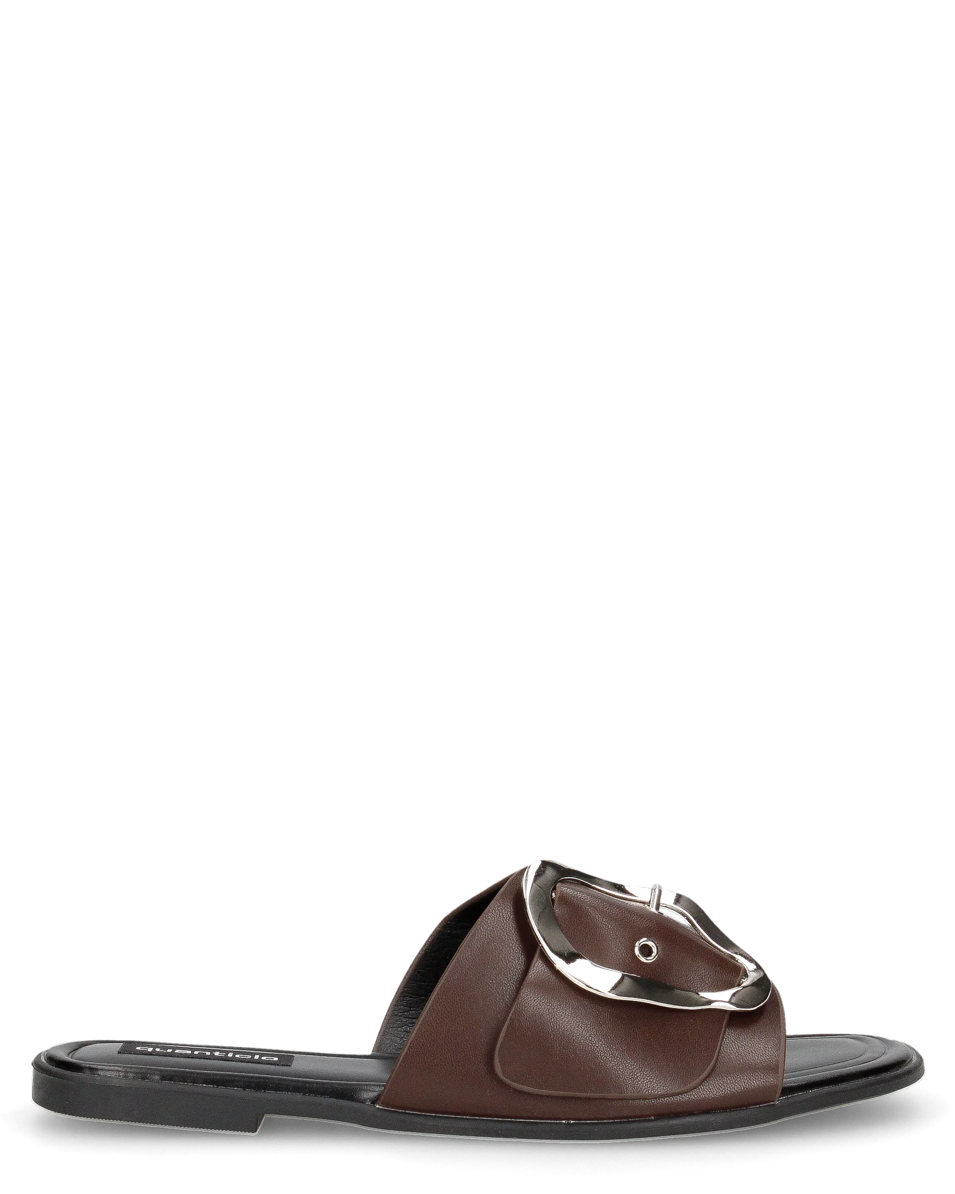 GRETCHEN - ciabattine marrone con cinturino e passante metallico