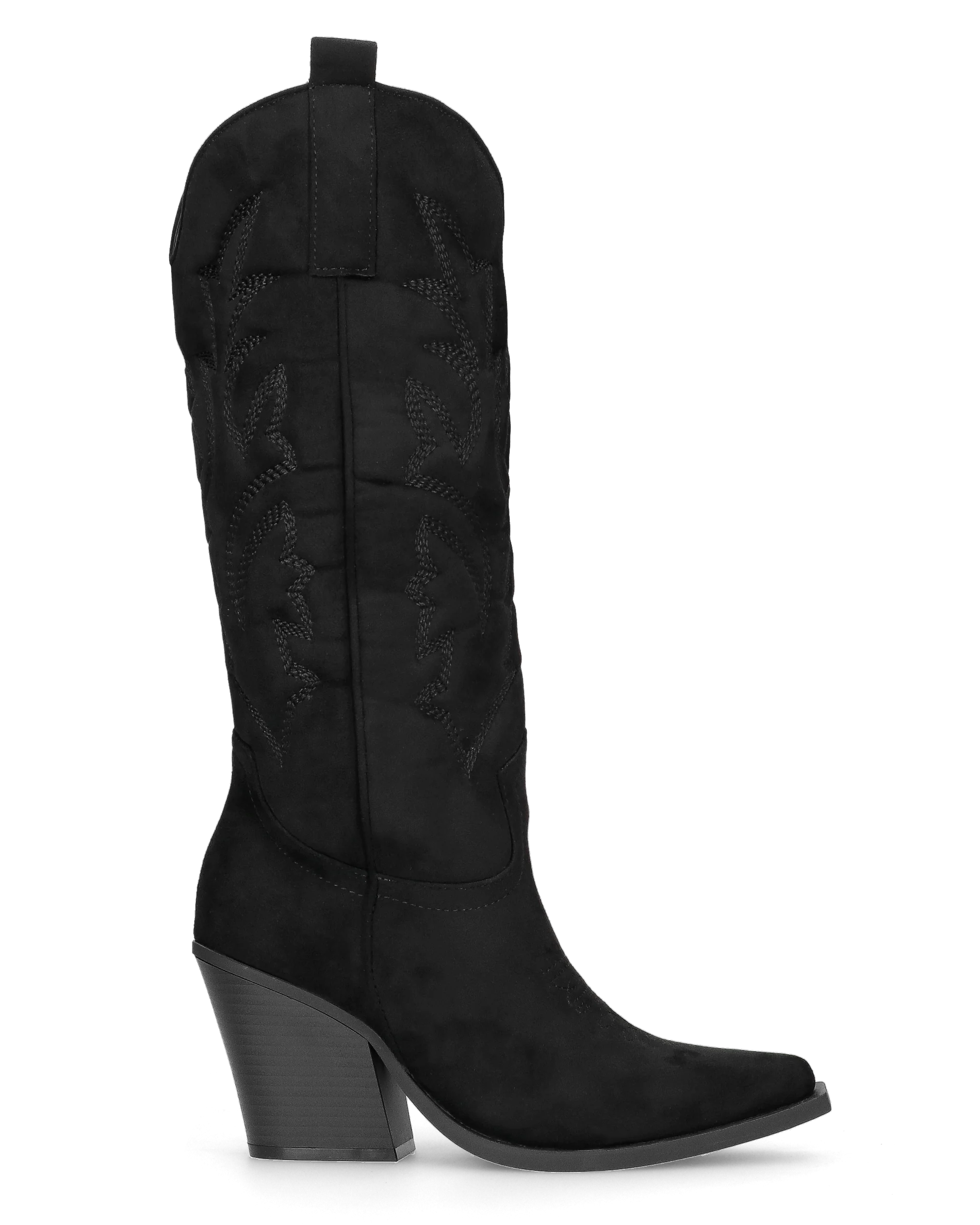 HALA - stivale camperos texano con tacco in camoscio nero