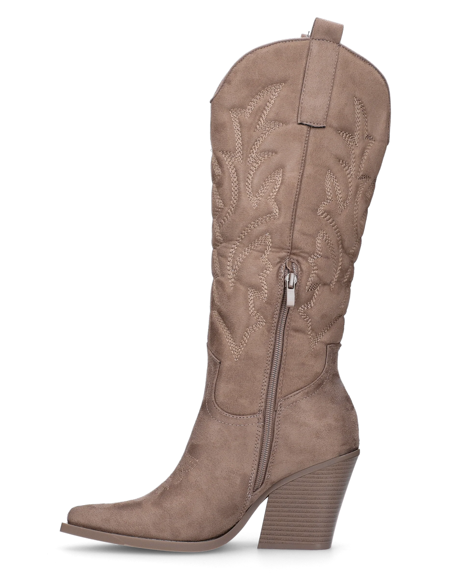 HALA - stivale camperos texano con tacco in camoscio beige scuro - Image 2