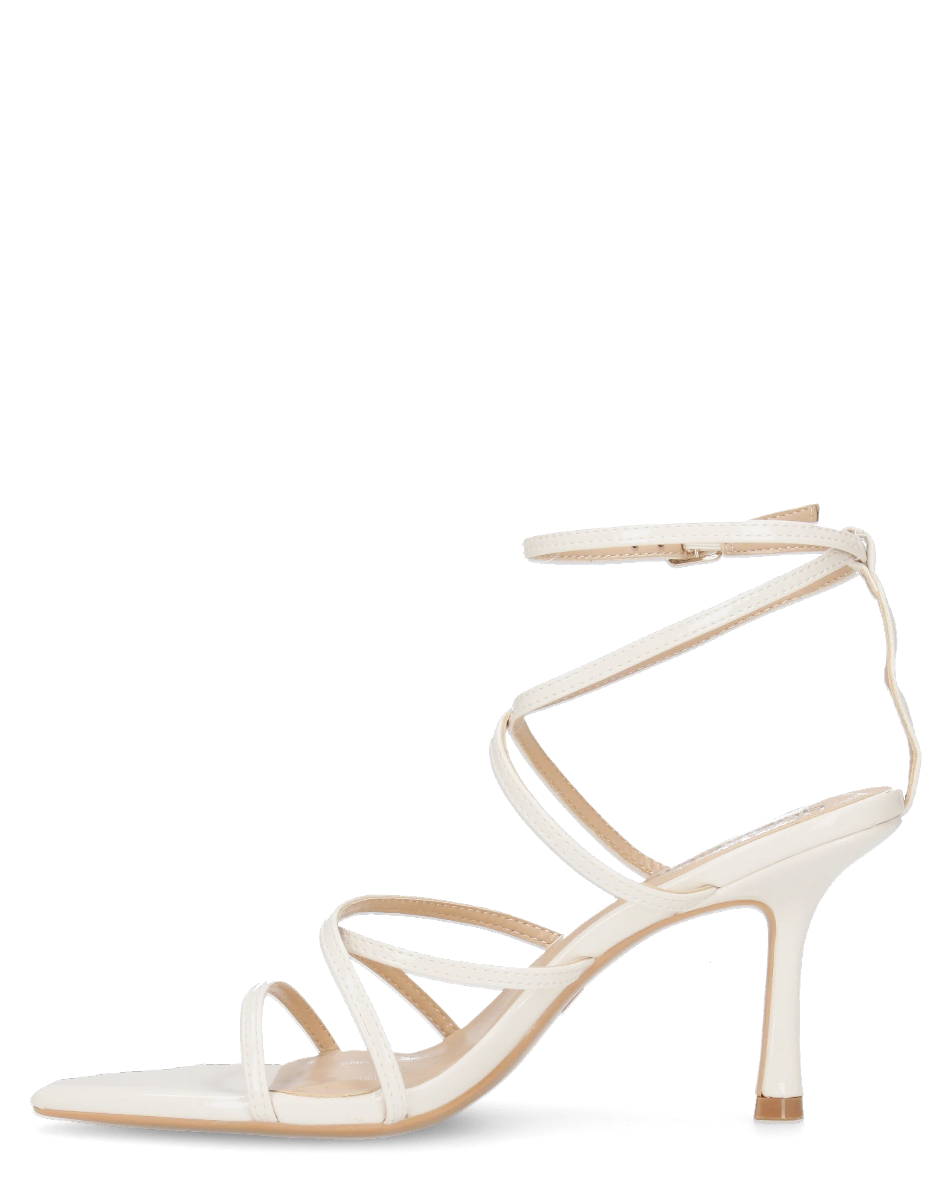 HELGA - sandali beige chiaro lucidi con tacco alto a spillo e listini - Image 5