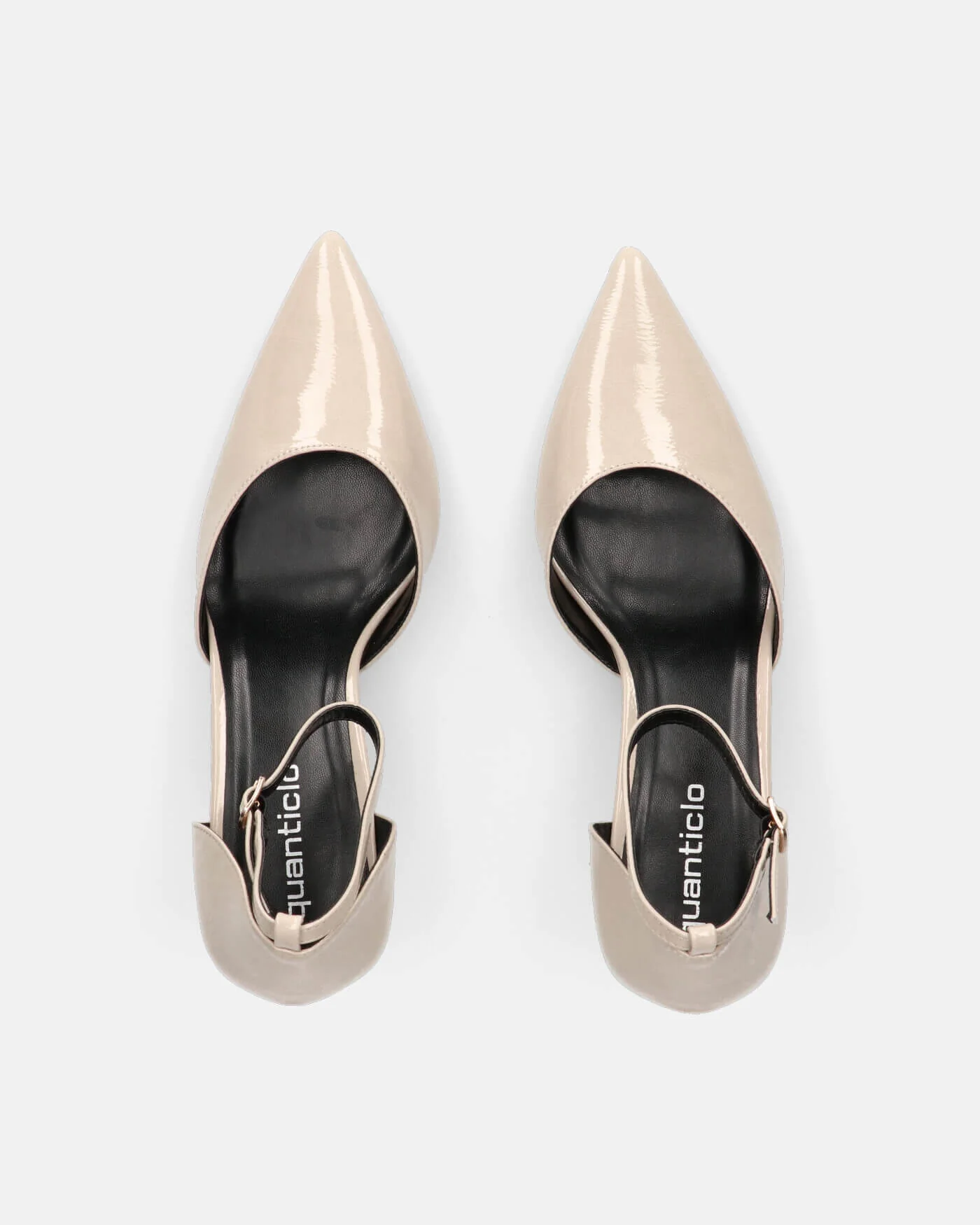 HOLA - scarpa con tacco in beige lucido e dettaglio oro nel tacco - Image 2