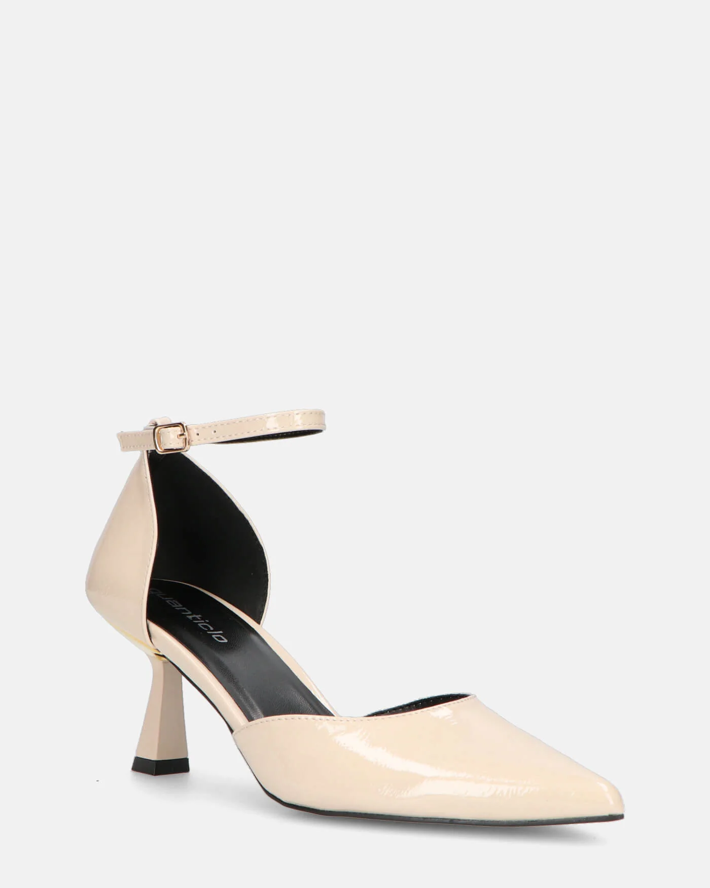 HOLA - scarpa con tacco in beige lucido e dettaglio oro nel tacco - Image 3
