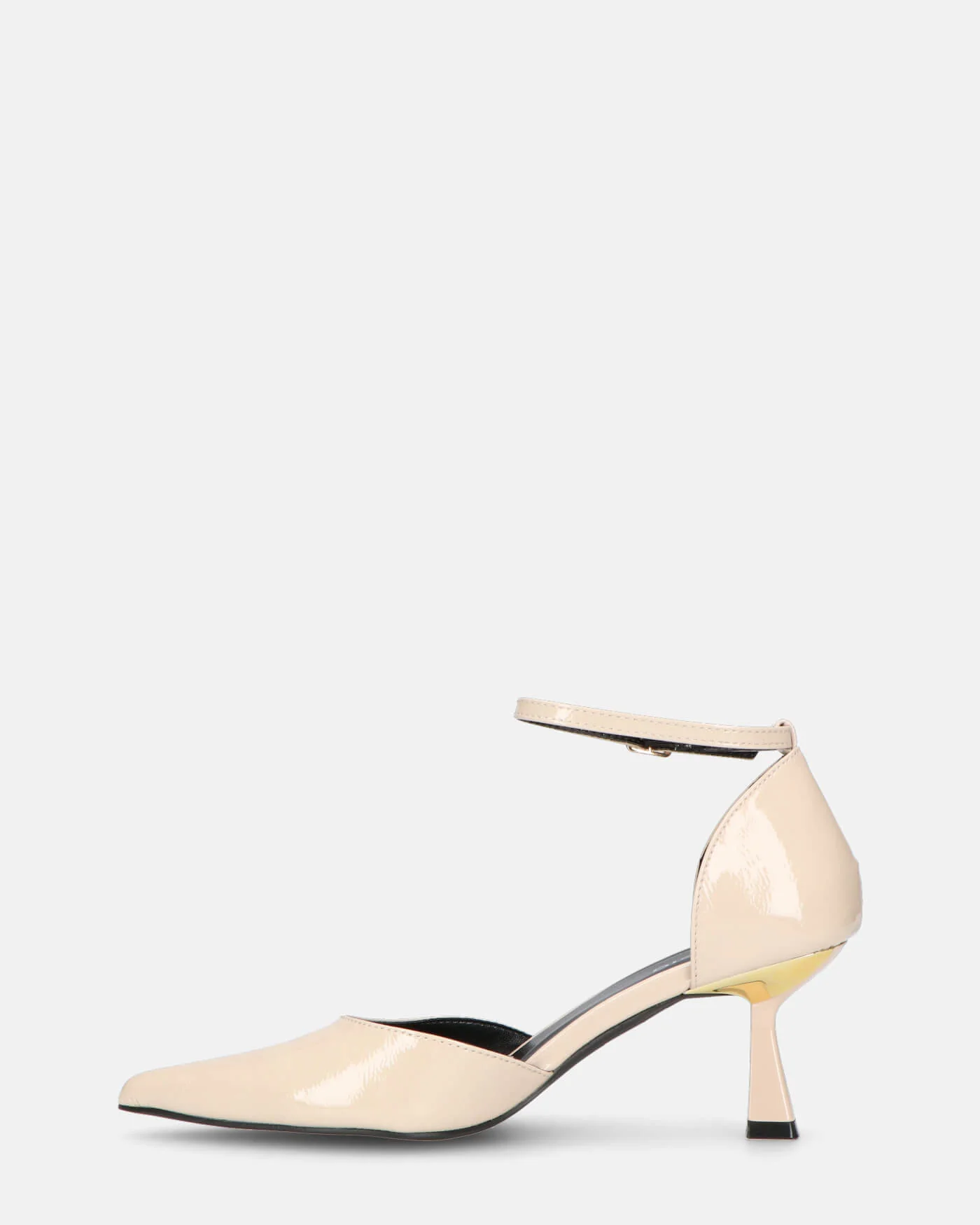 HOLA - scarpa con tacco in beige lucido e dettaglio oro nel tacco - Image 4