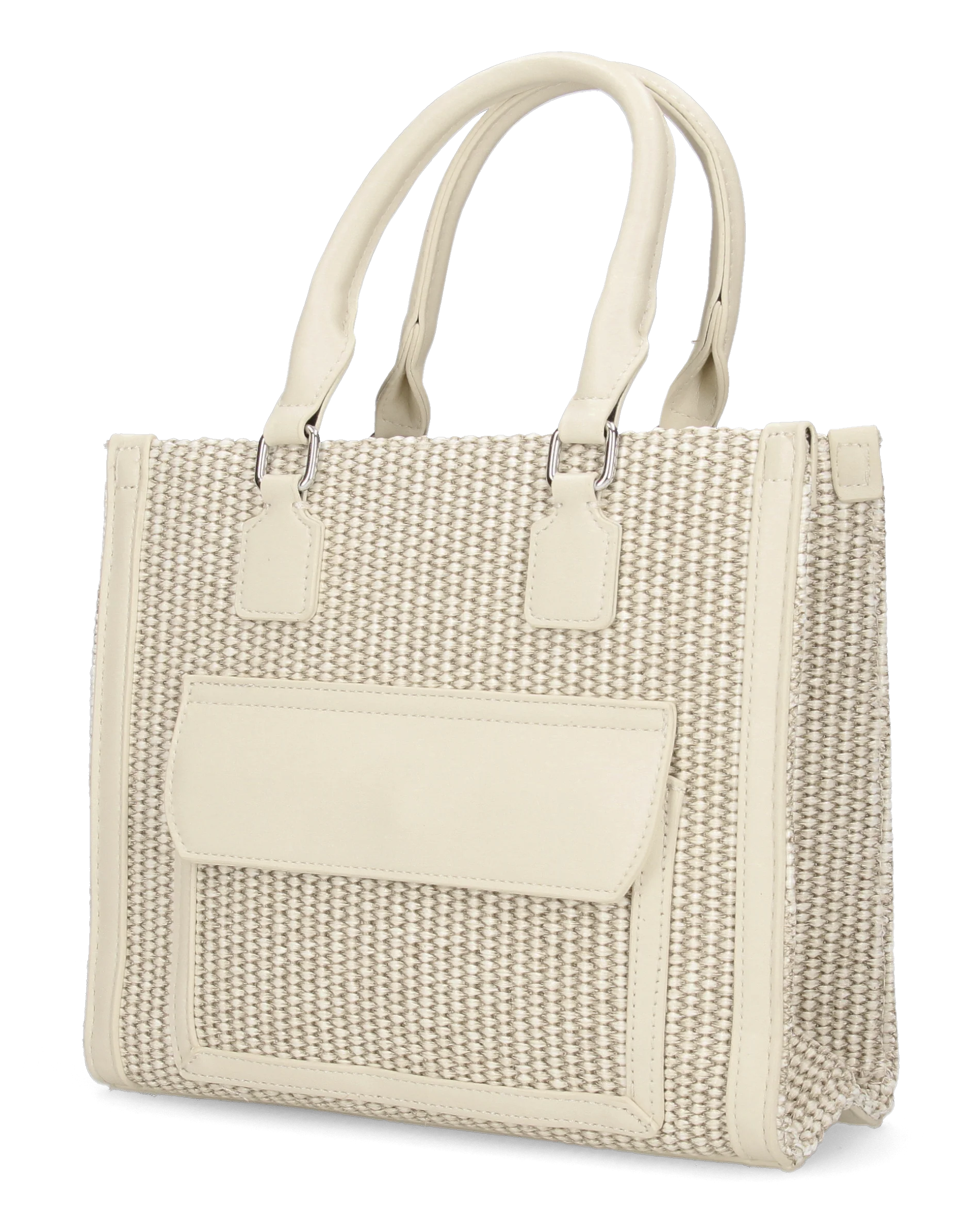 JADE - borsa a mano beige chiaro con effetto rafia intrecciata - Image 2